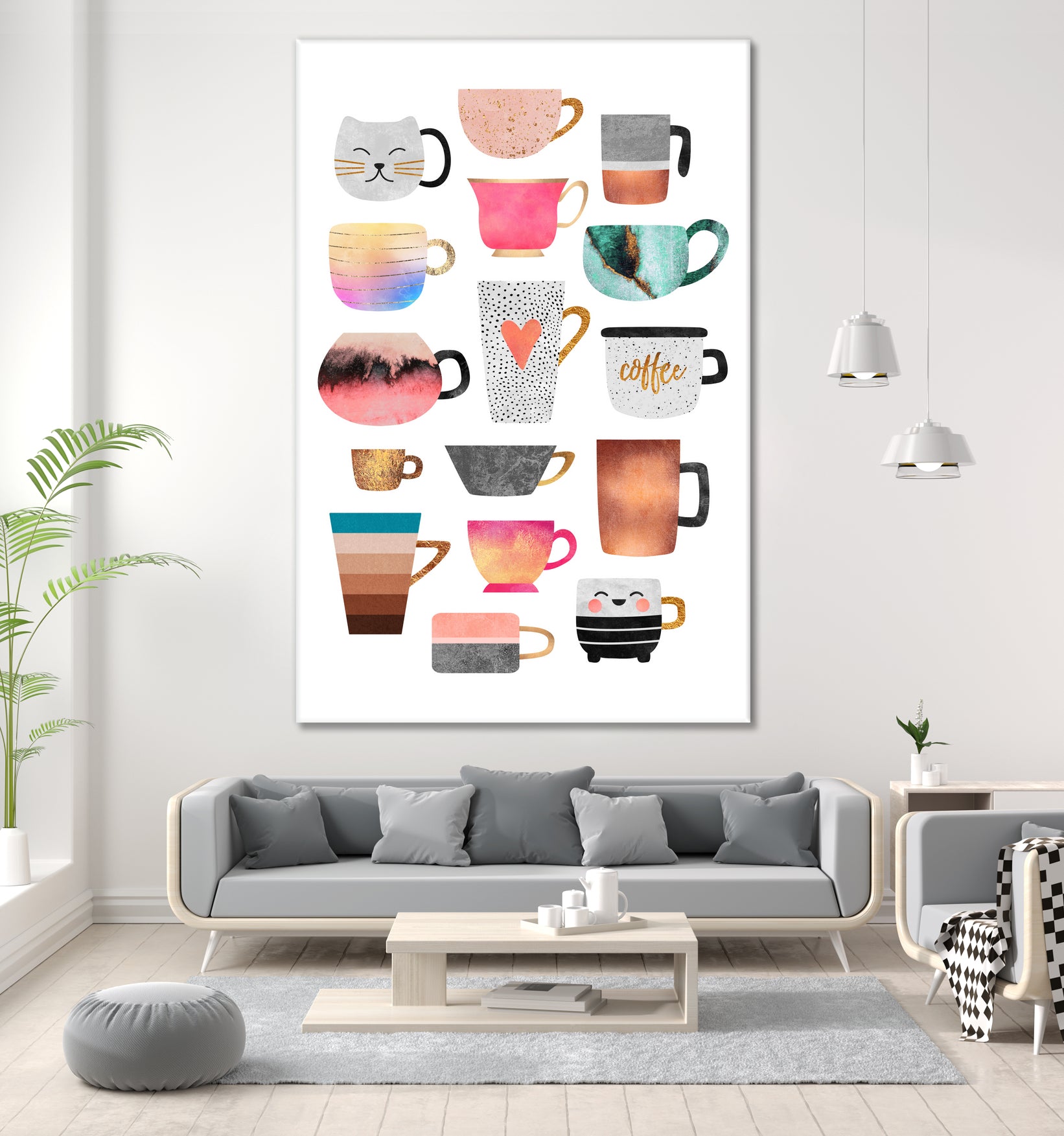 Coffee Cup Collection by Elisabeth Fredriksson on GIANT ART - white digital drawing