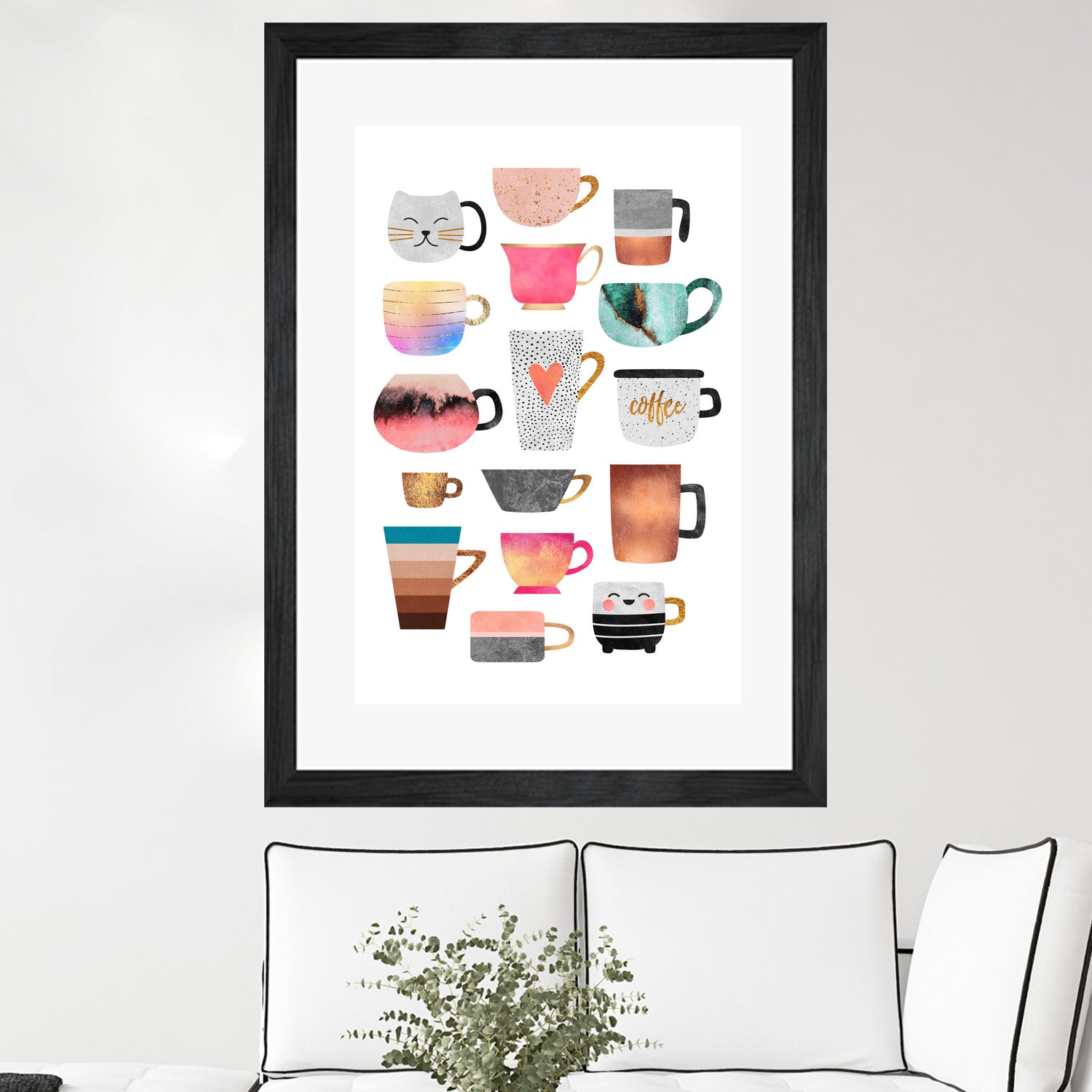 Coffee Cup Collection by Elisabeth Fredriksson on GIANT ART - white digital drawing