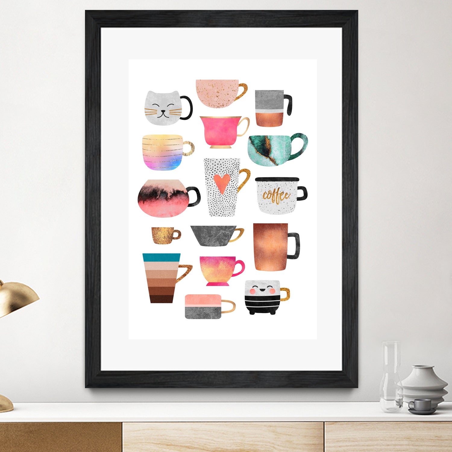 Coffee Cup Collection by Elisabeth Fredriksson on GIANT ART - white digital drawing