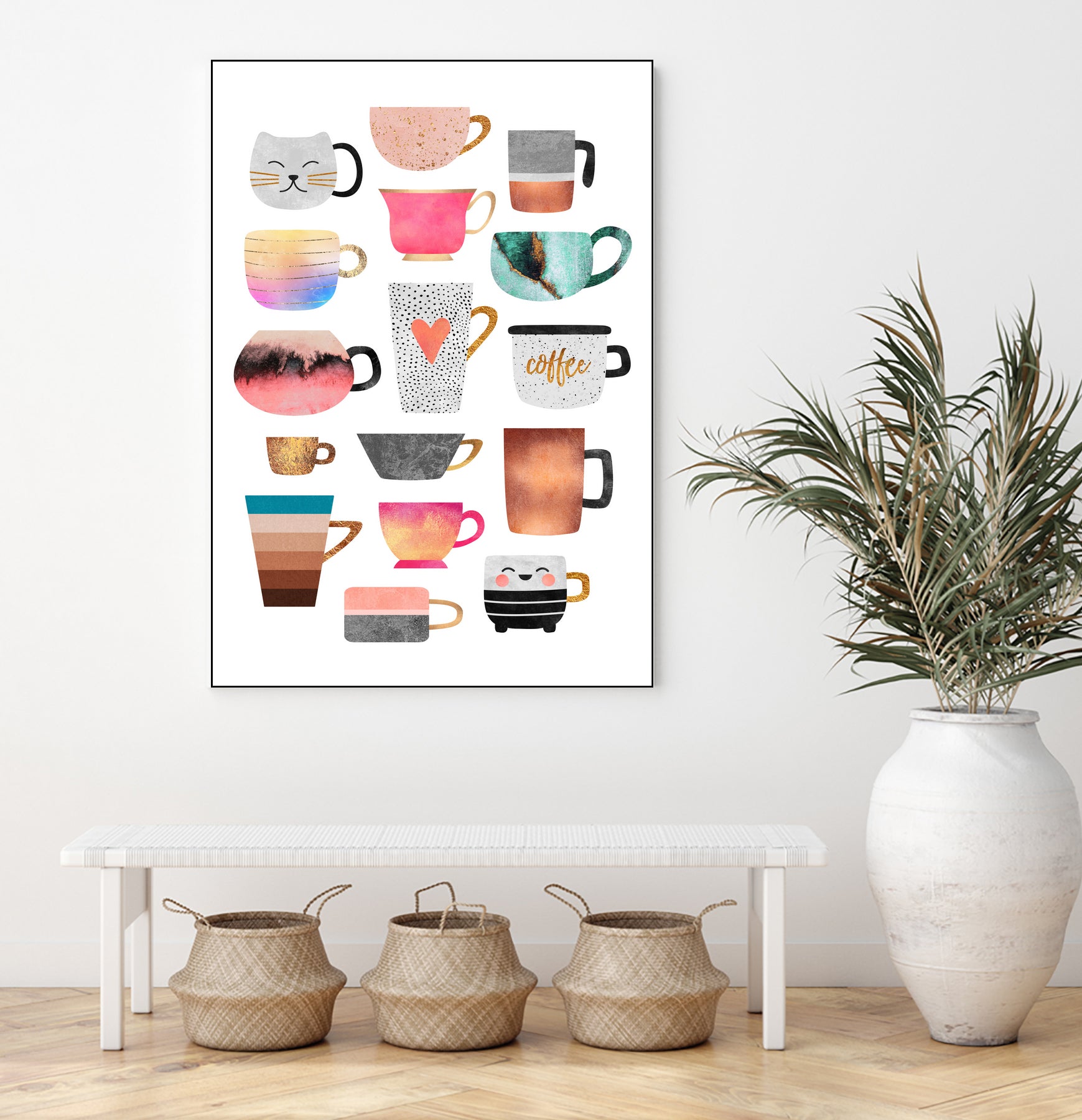 Coffee Cup Collection by Elisabeth Fredriksson on GIANT ART - white digital drawing