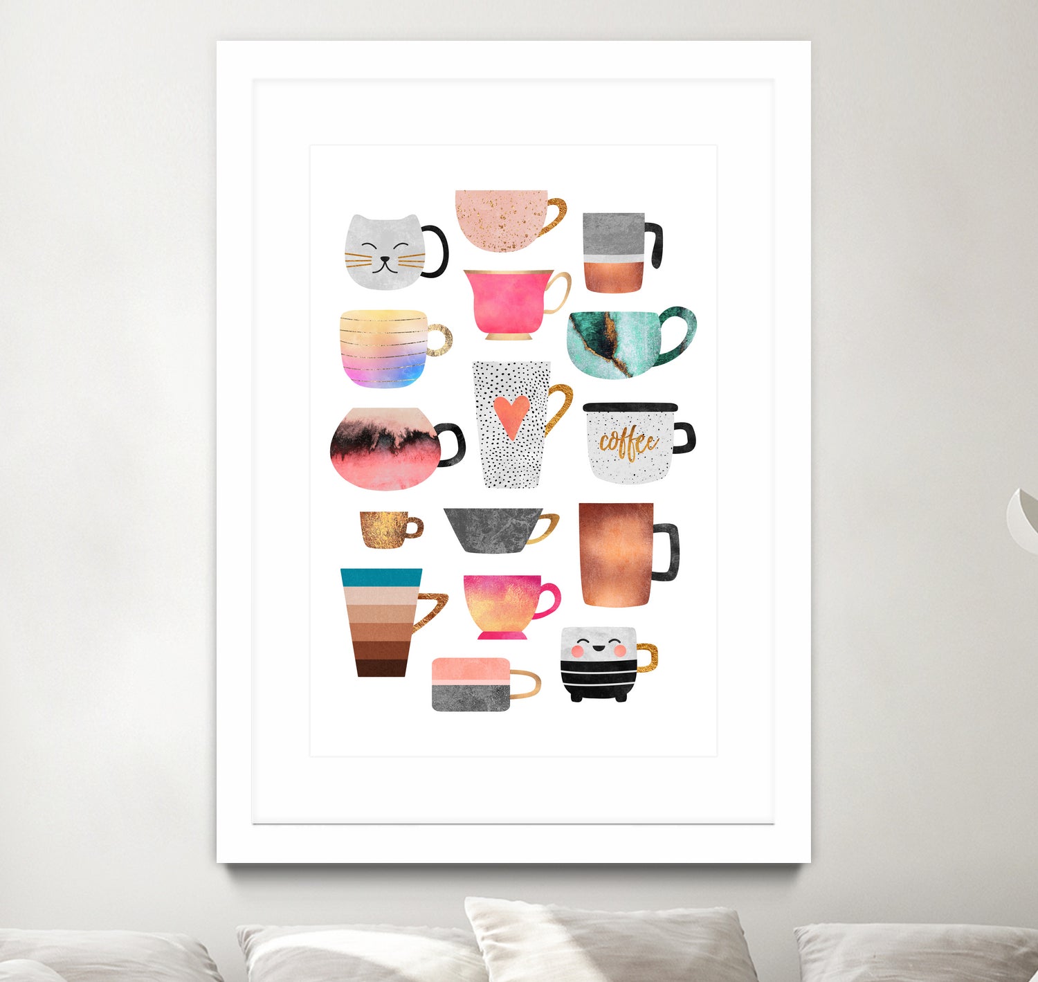 Coffee Cup Collection by Elisabeth Fredriksson on GIANT ART - white digital drawing