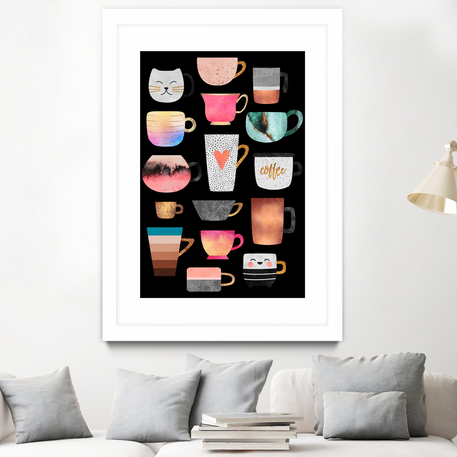 Coffee Cup Collection by Elisabeth Fredriksson on GIANT ART - white digital drawing