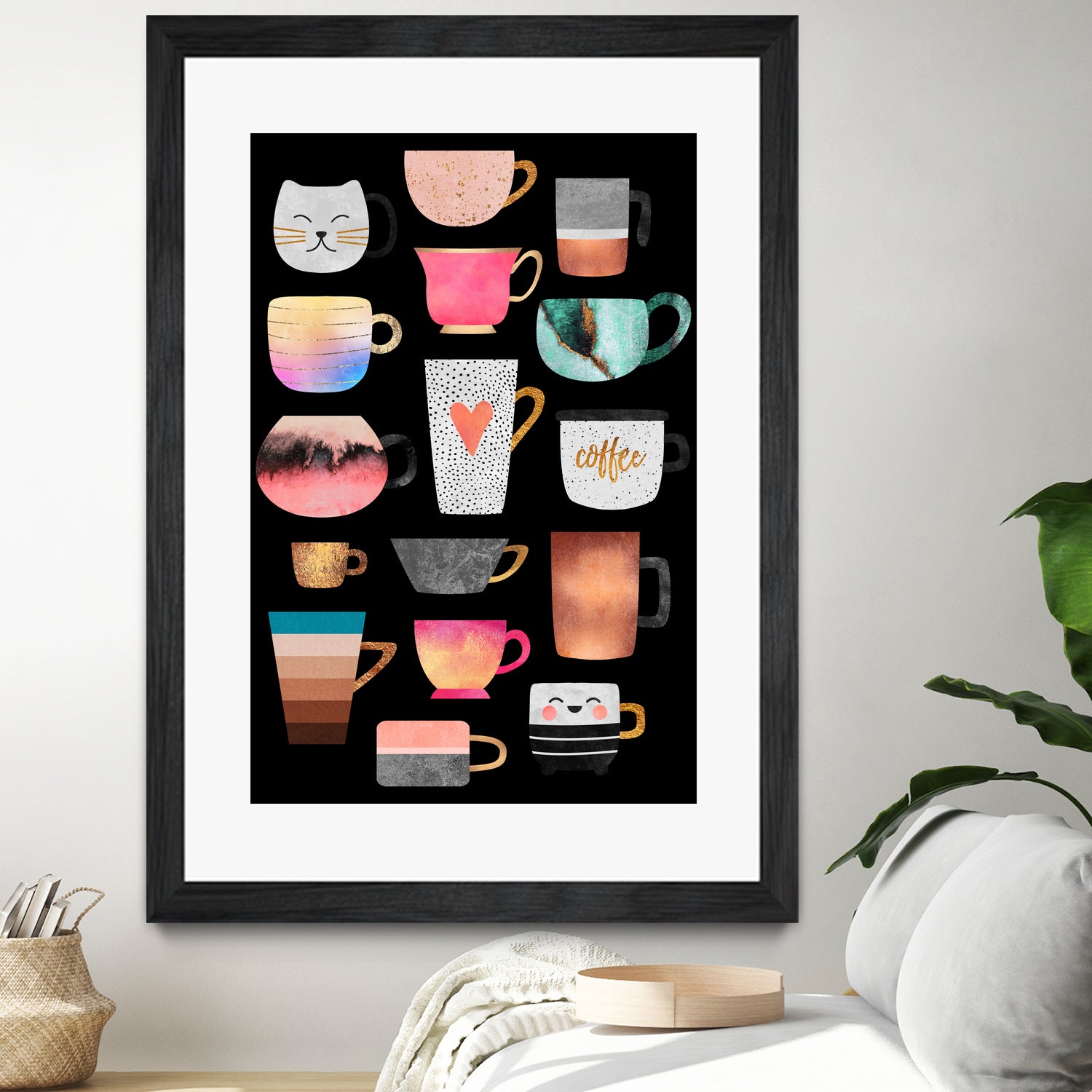 Coffee Cup Collection by Elisabeth Fredriksson on GIANT ART - white digital drawing