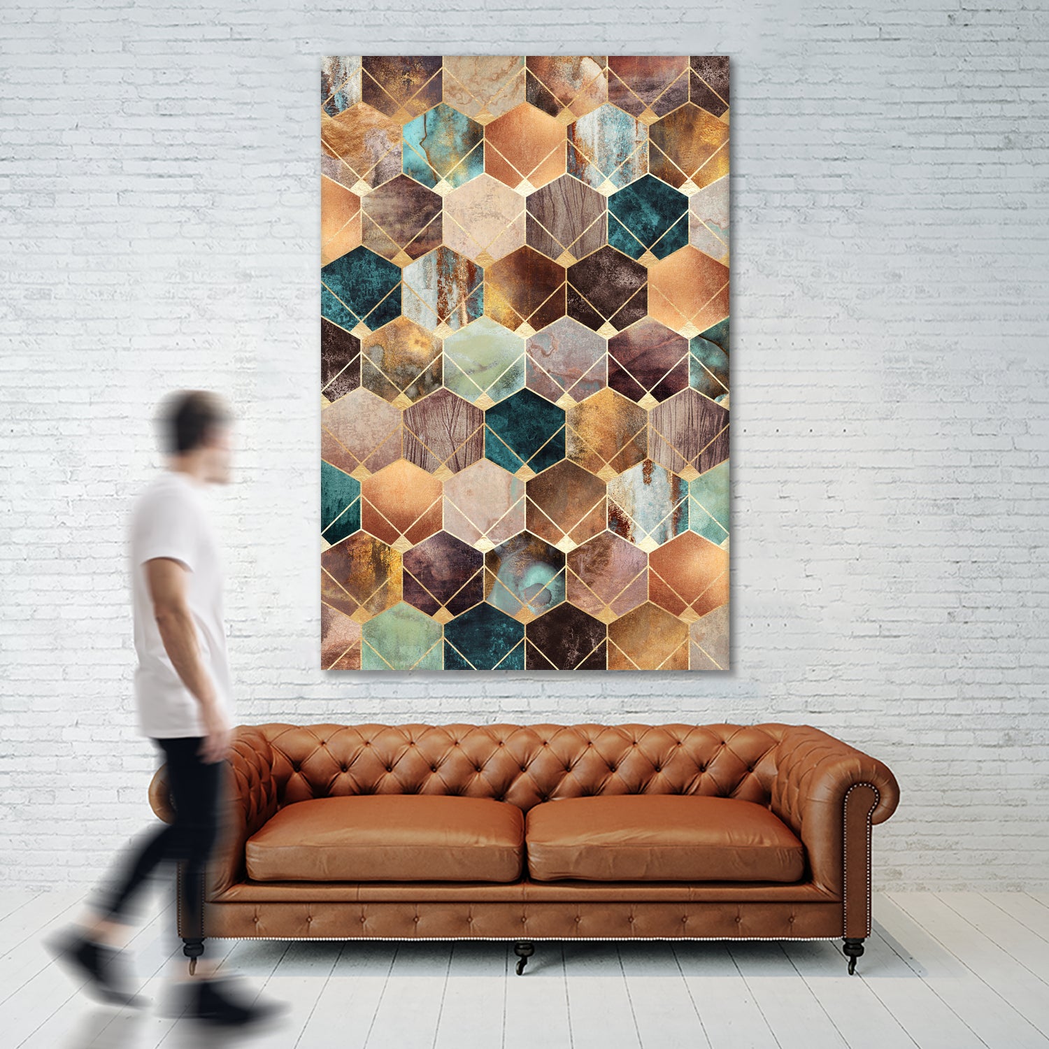 Natural Hexagons And Diamonds by Elisabeth Fredriksson on GIANT ART - brown digital drawing