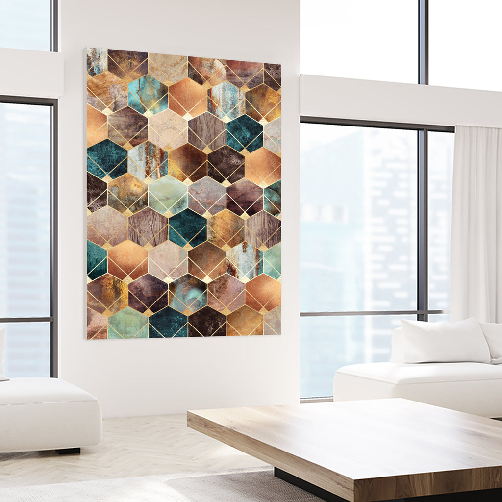 Natural Hexagons And Diamonds by Elisabeth Fredriksson on GIANT ART - brown digital drawing