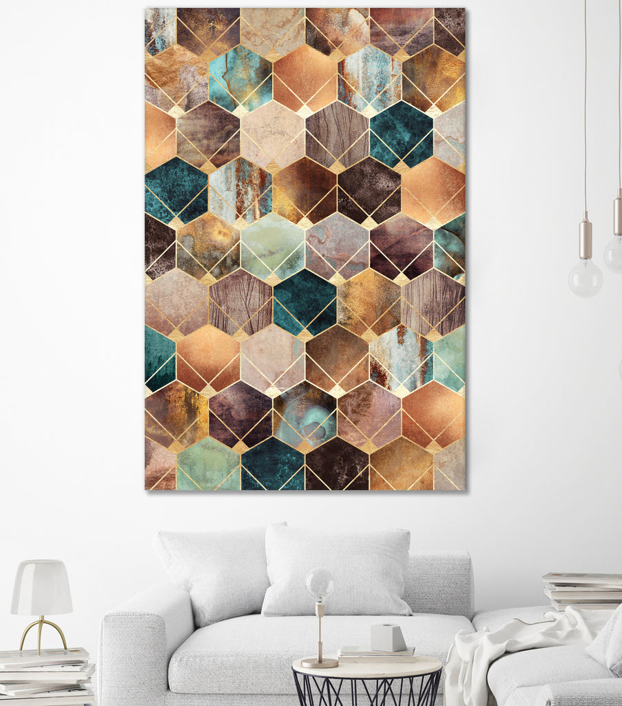 Natural Hexagons And Diamonds by Elisabeth Fredriksson on GIANT ART - brown digital drawing