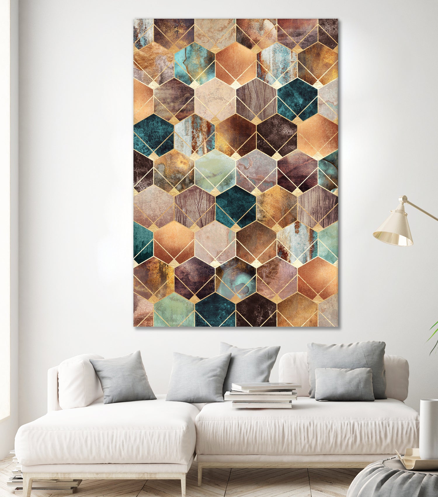 Natural Hexagons And Diamonds by Elisabeth Fredriksson on GIANT ART - brown digital drawing