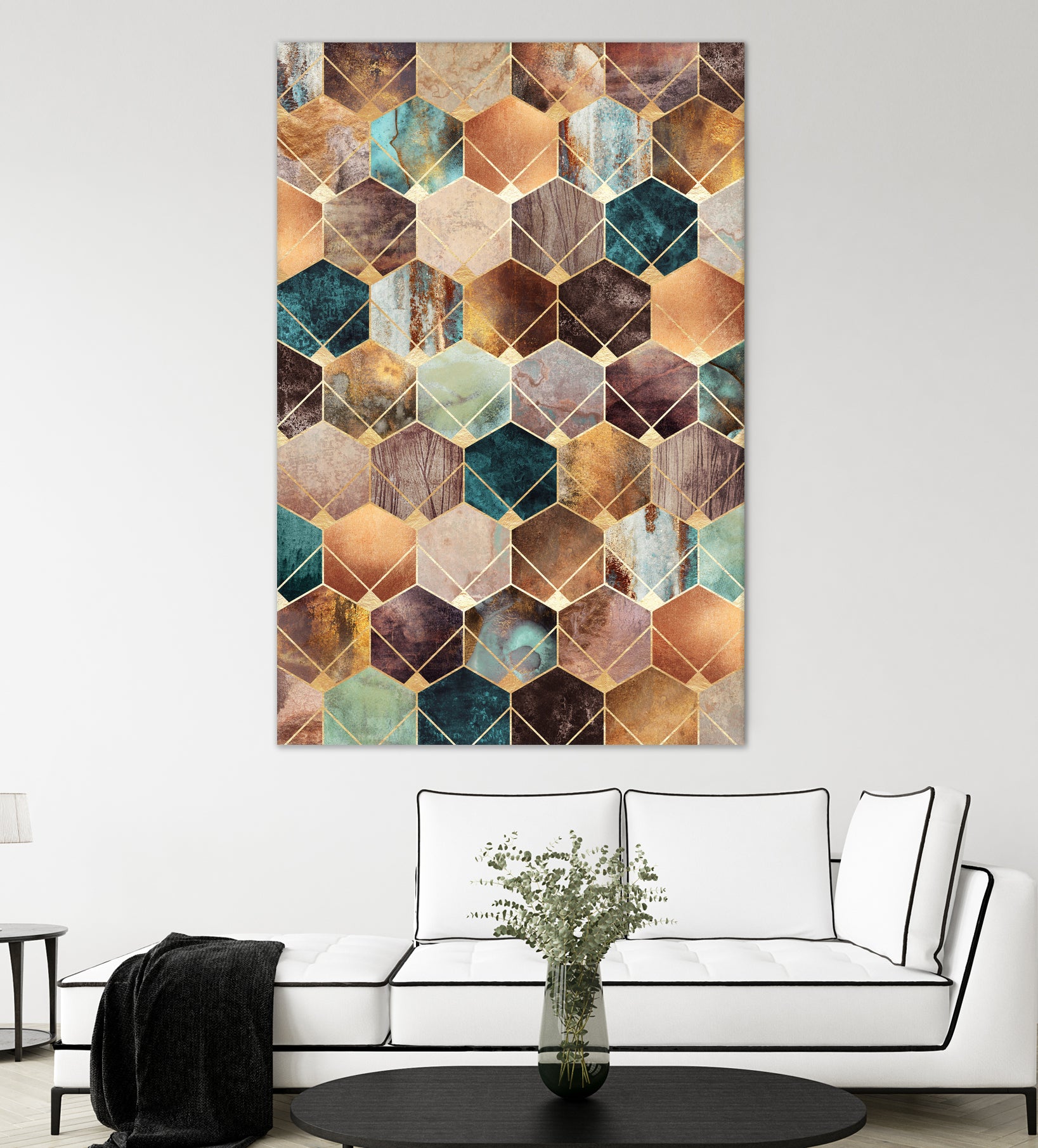 Natural Hexagons And Diamonds by Elisabeth Fredriksson on GIANT ART - brown digital drawing