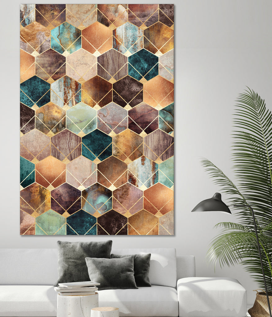 Natural Hexagons And Diamonds by Elisabeth Fredriksson on GIANT ART - brown digital drawing