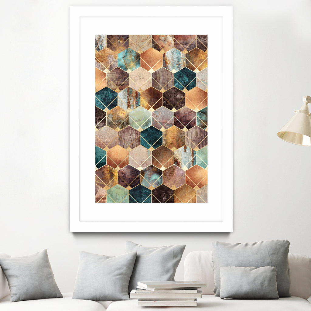 Natural Hexagons And Diamonds by Elisabeth Fredriksson on GIANT ART - brown digital drawing