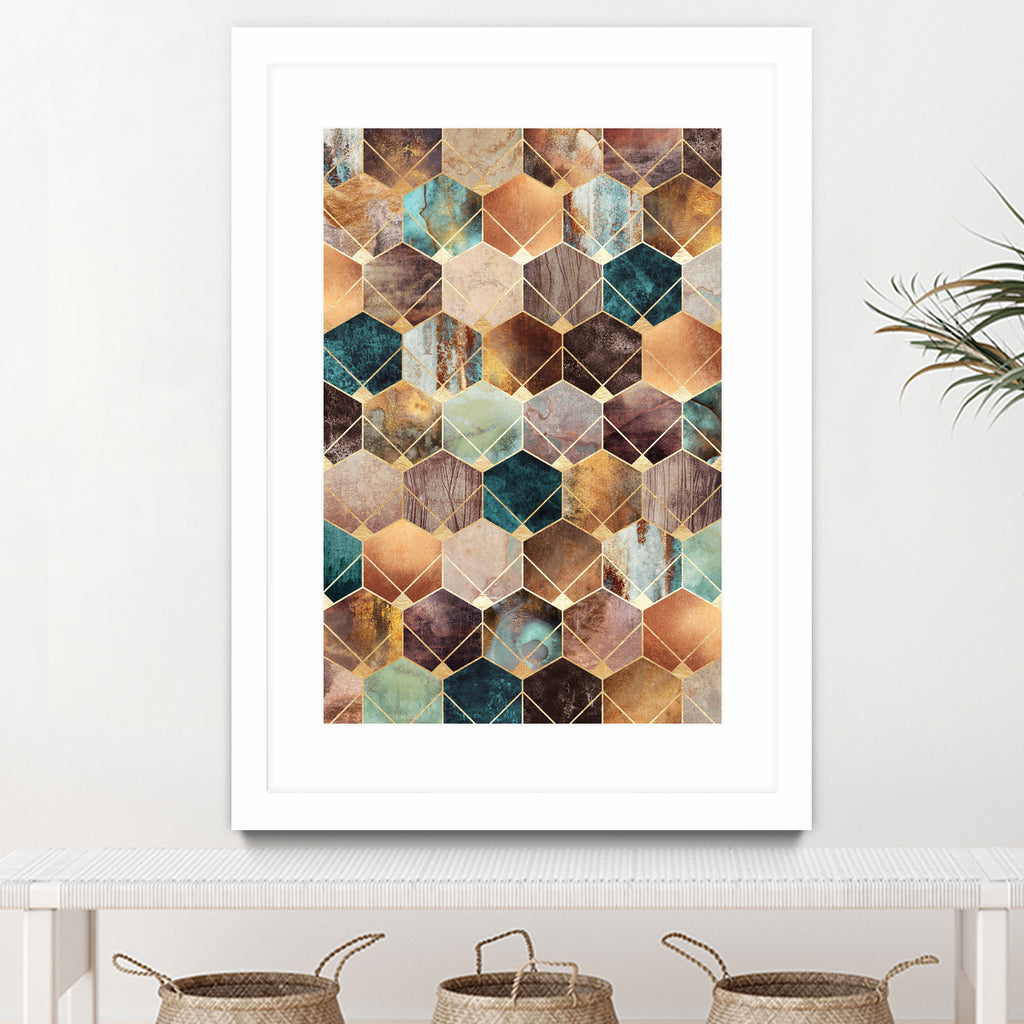 Natural Hexagons And Diamonds by Elisabeth Fredriksson on GIANT ART - brown digital drawing