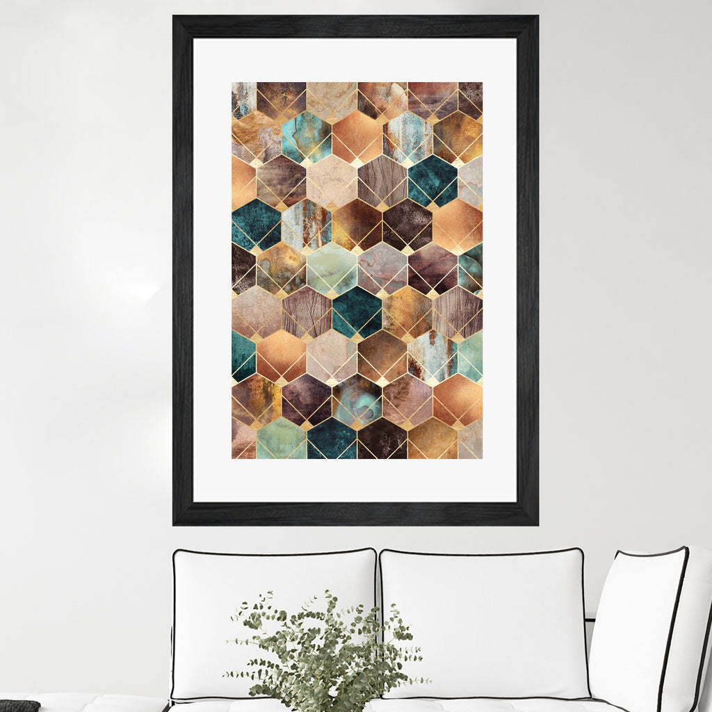 Natural Hexagons And Diamonds by Elisabeth Fredriksson on GIANT ART - brown digital drawing