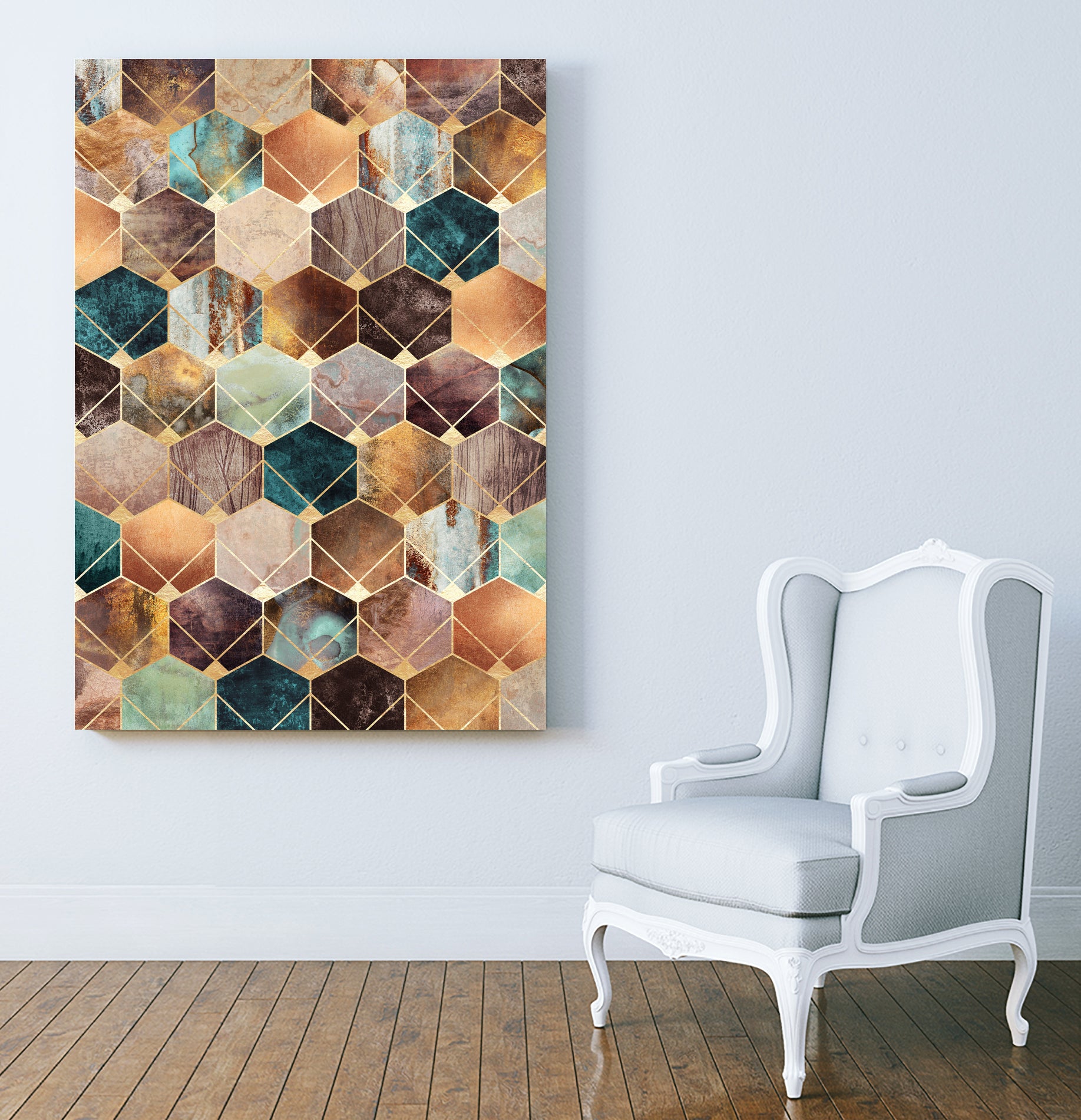 Natural Hexagons And Diamonds by Elisabeth Fredriksson on GIANT ART - brown digital drawing