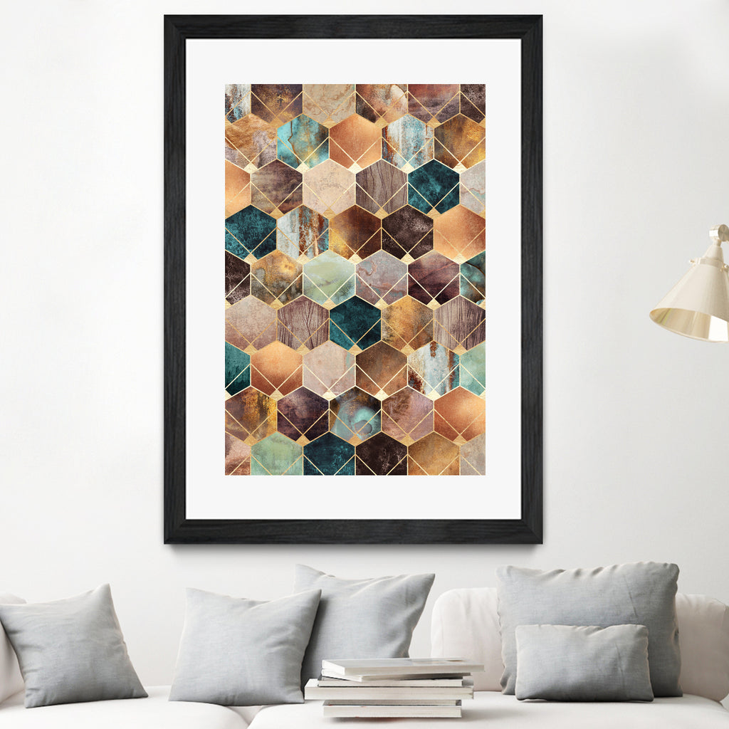 Natural Hexagons And Diamonds by Elisabeth Fredriksson on GIANT ART - brown digital drawing