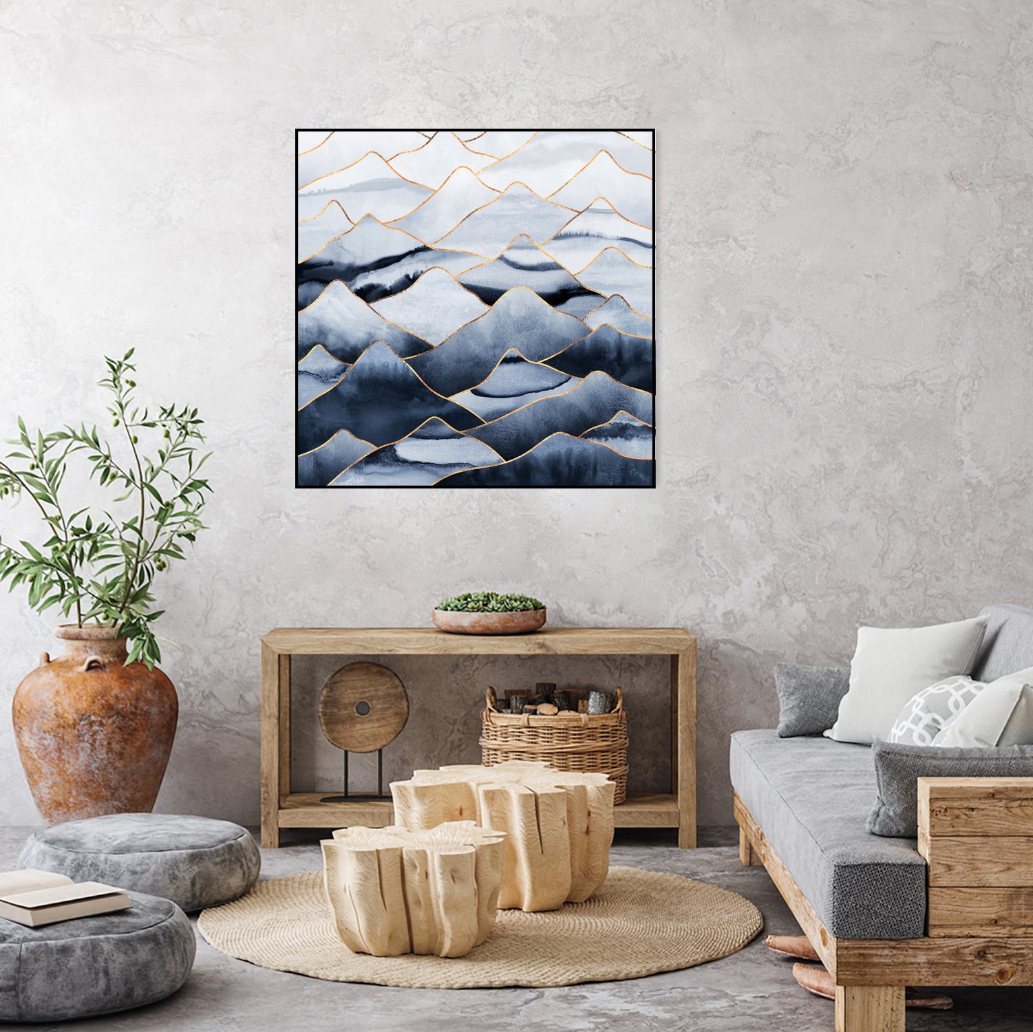 Mountains by Elisabeth Fredriksson on GIANT ART - blue digital drawing