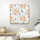 Beautiful pale flowers patter on marble by Neli Dimitrova on GIANT ART - white photo manipulation