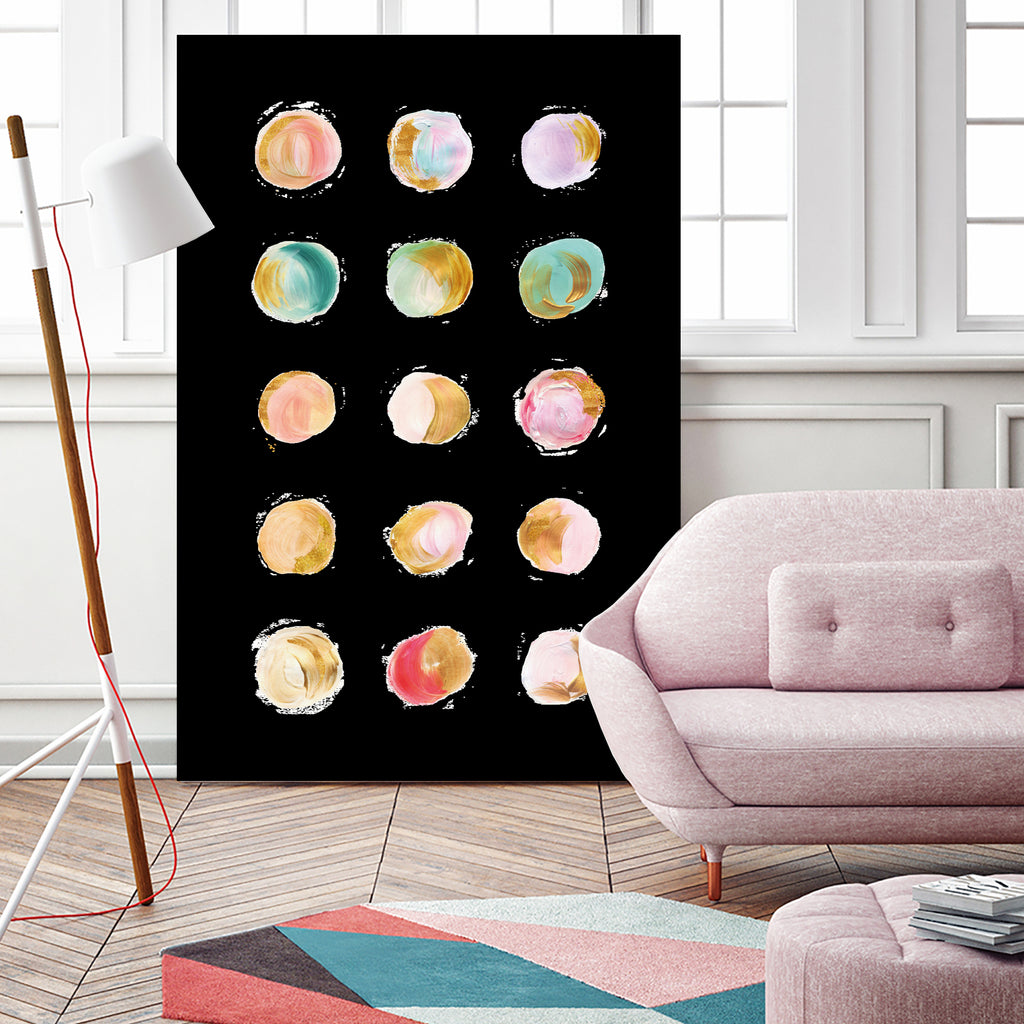 Painted Dots & Gold by Ralph Frankenberg on GIANT ART - pink digital painting