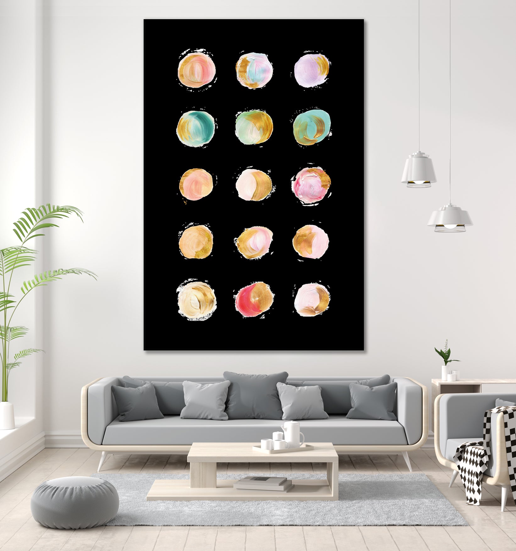 Painted Dots & Gold by Ralph Frankenberg on GIANT ART - pink digital painting