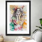 The Withering Spring I | nude tattoo woman portrait by Marco Paludet on GIANT ART - yellow mixed media