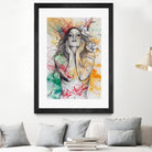 The Withering Spring I | nude tattoo woman portrait by Marco Paludet on GIANT ART - yellow mixed media