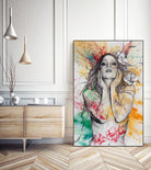 The Withering Spring I | nude tattoo woman portrait by Marco Paludet on GIANT ART - yellow mixed media