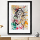 The Withering Spring I | nude tattoo woman portrait by Marco Paludet on GIANT ART - yellow mixed media