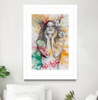 The Withering Spring I | nude tattoo woman portrait by Marco Paludet on GIANT ART - yellow mixed media