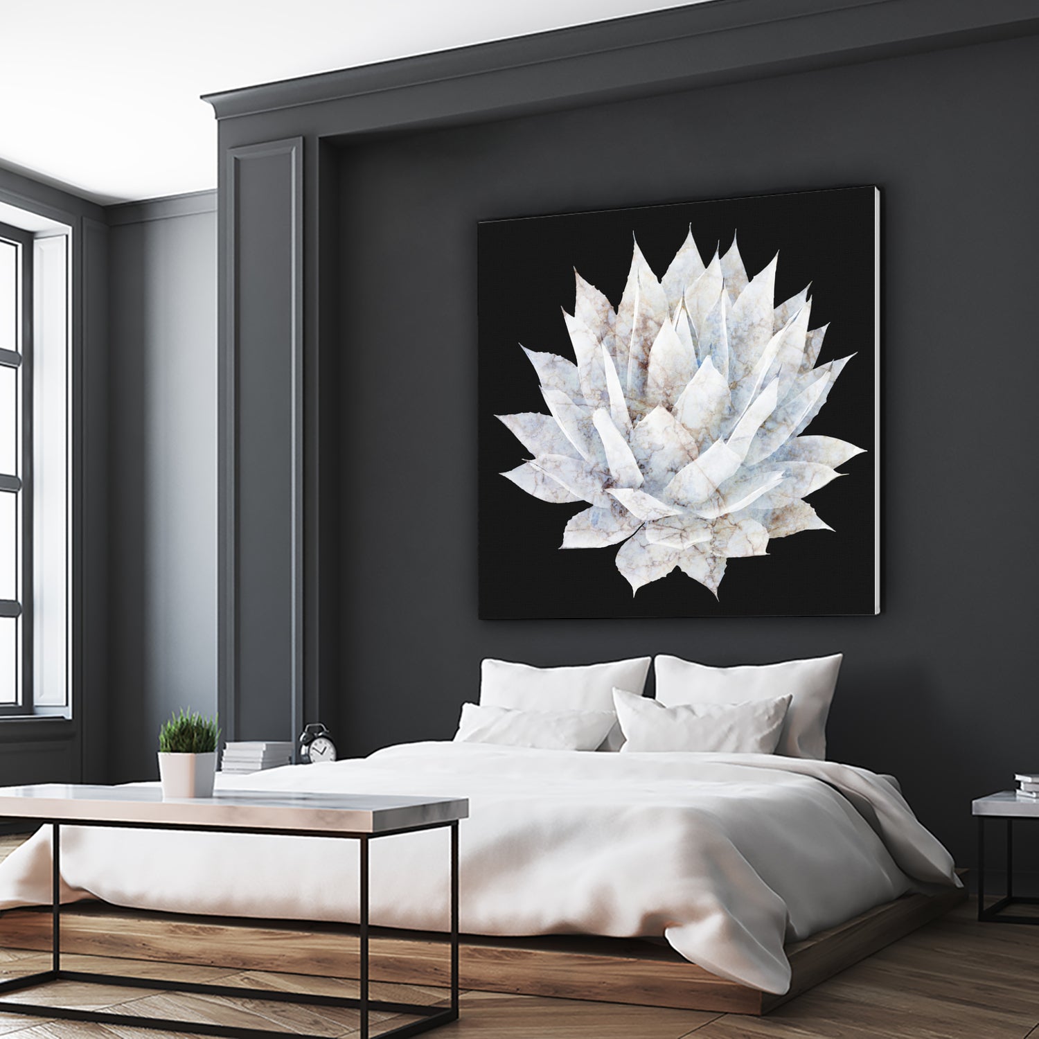 White Marble Agave Plant by amini 54 on GIANT ART - white digital painting