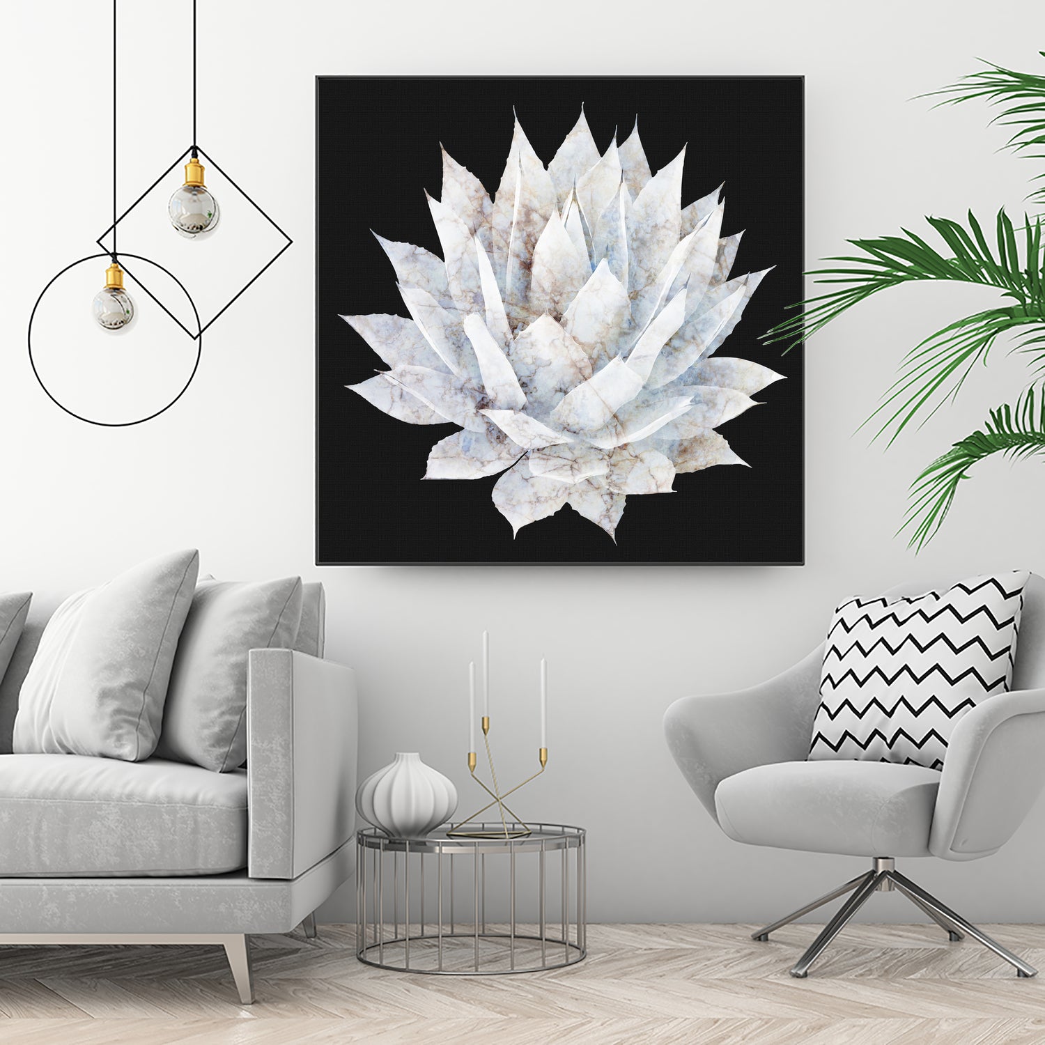 White Marble Agave Plant by amini 54 on GIANT ART - white digital painting