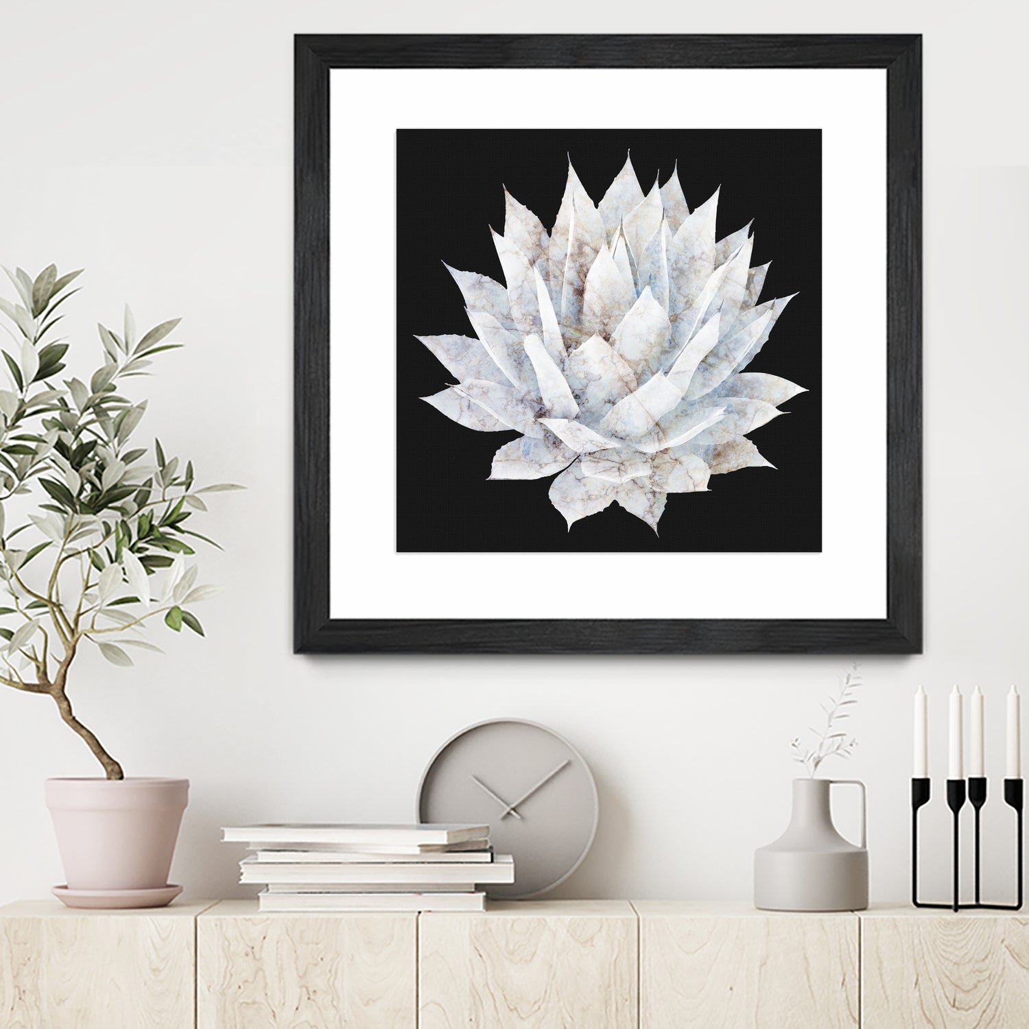 White Marble Agave Plant by amini 54 on GIANT ART - white digital painting