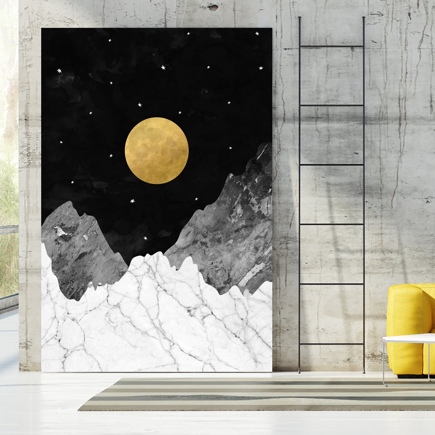 Moon and Stars by Christina Shek on GIANT ART - black digital drawing