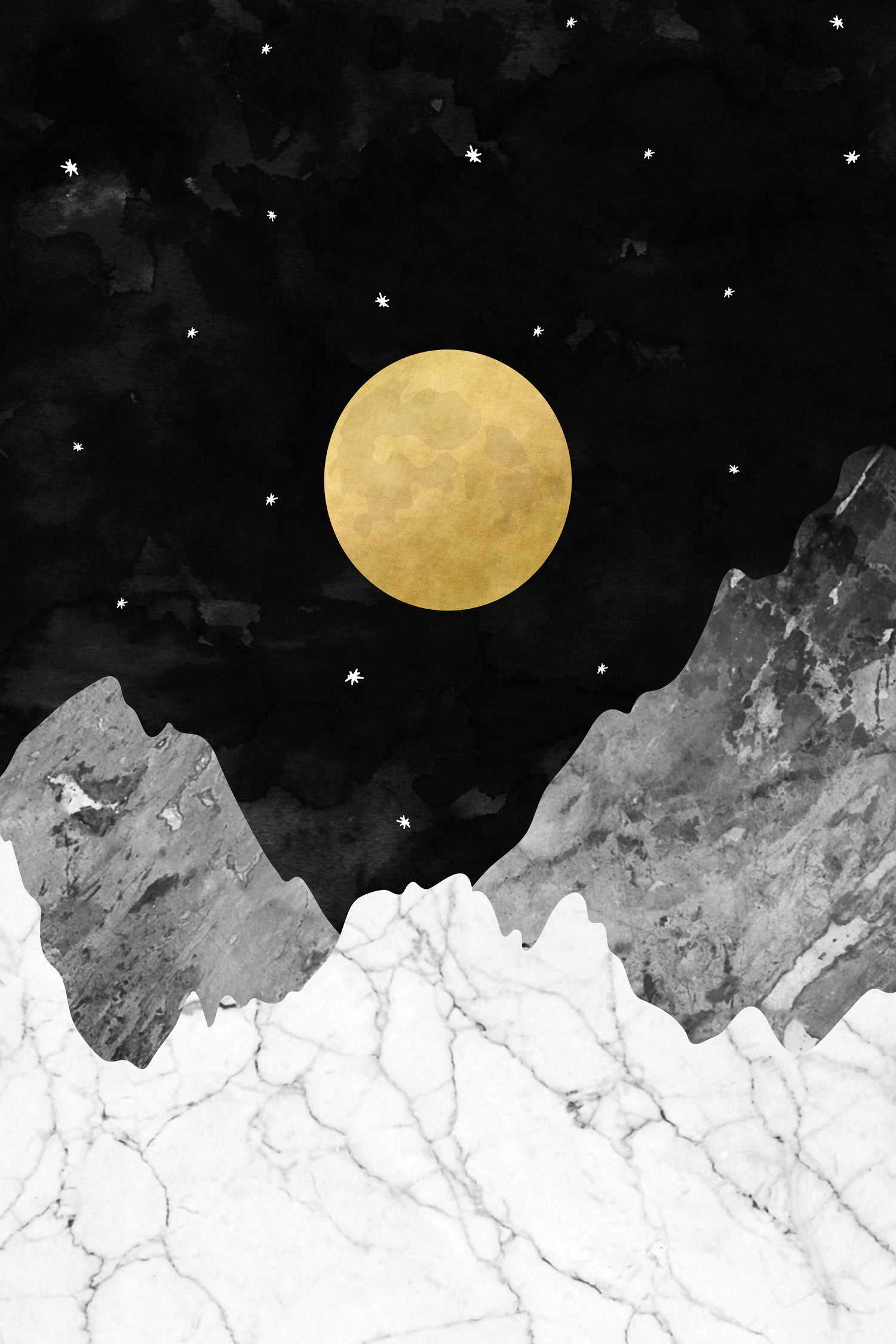 Moon and Stars by Christina Shek on GIANT ART - black digital drawing