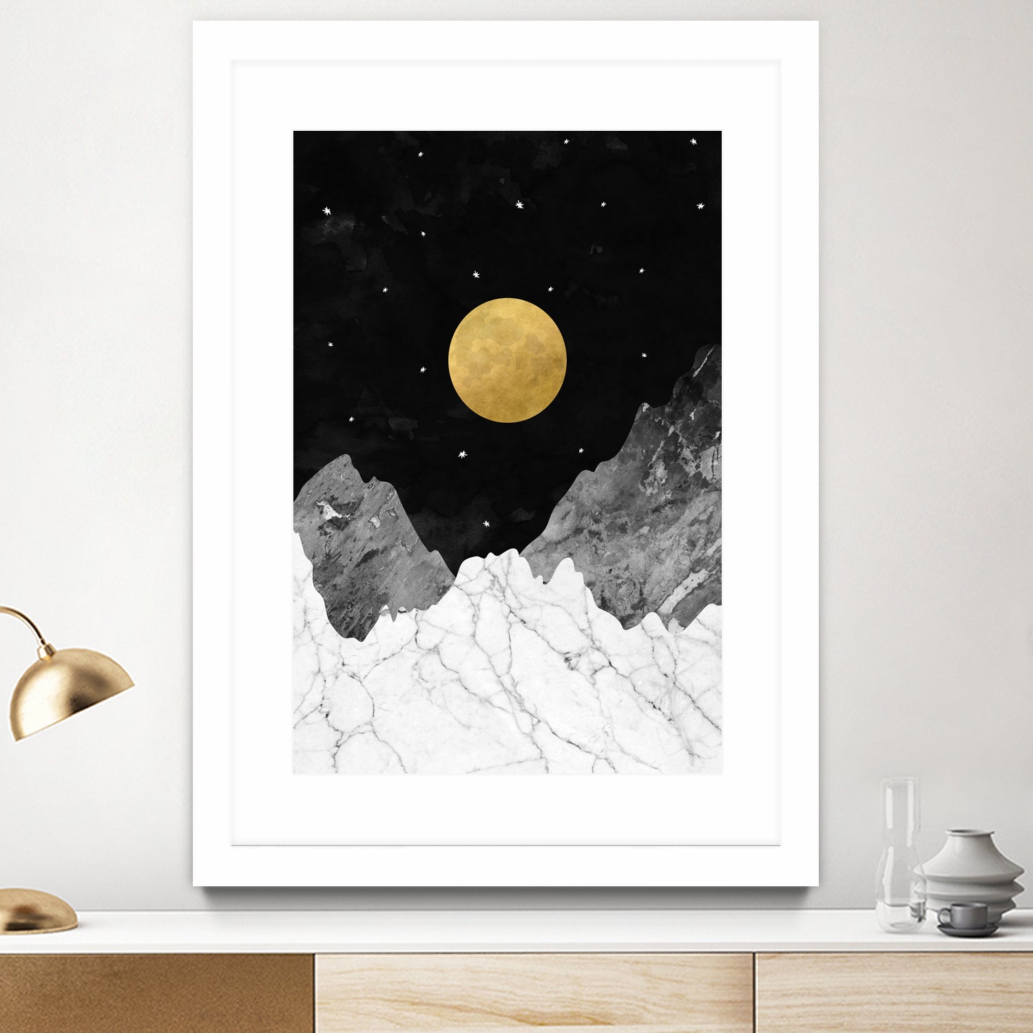 Moon and Stars by Christina Shek on GIANT ART - black digital drawing