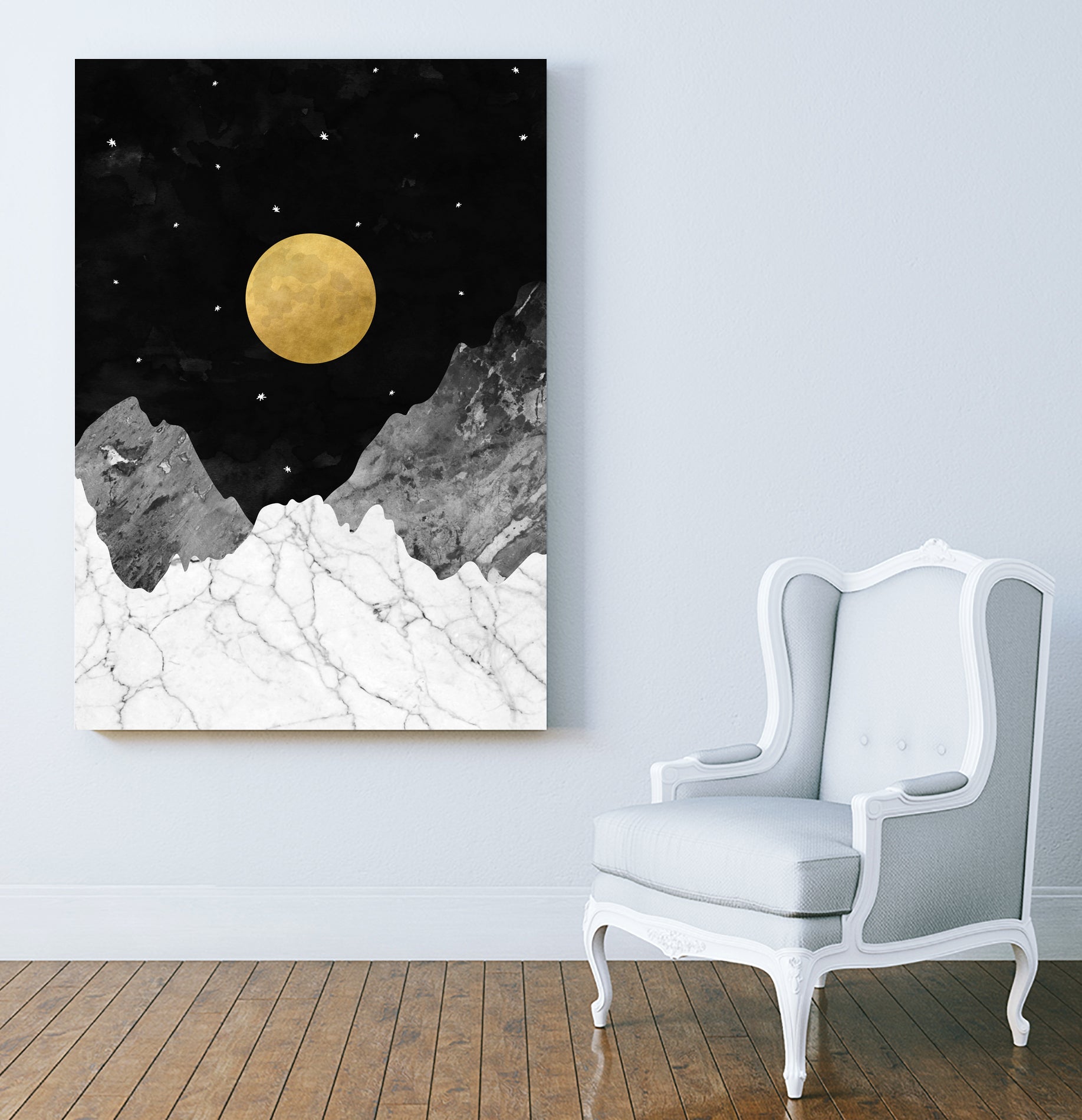 Moon and Stars by Christina Shek on GIANT ART - black digital drawing