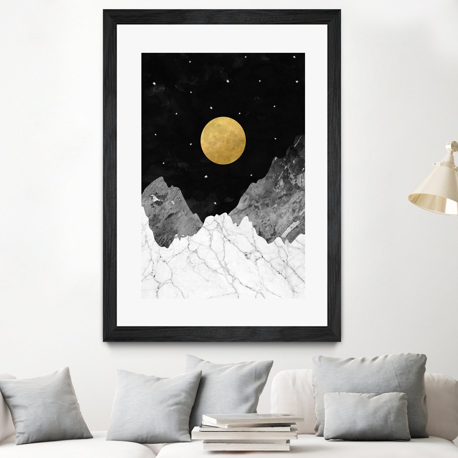 Moon and Stars by Christina Shek on GIANT ART - black digital drawing