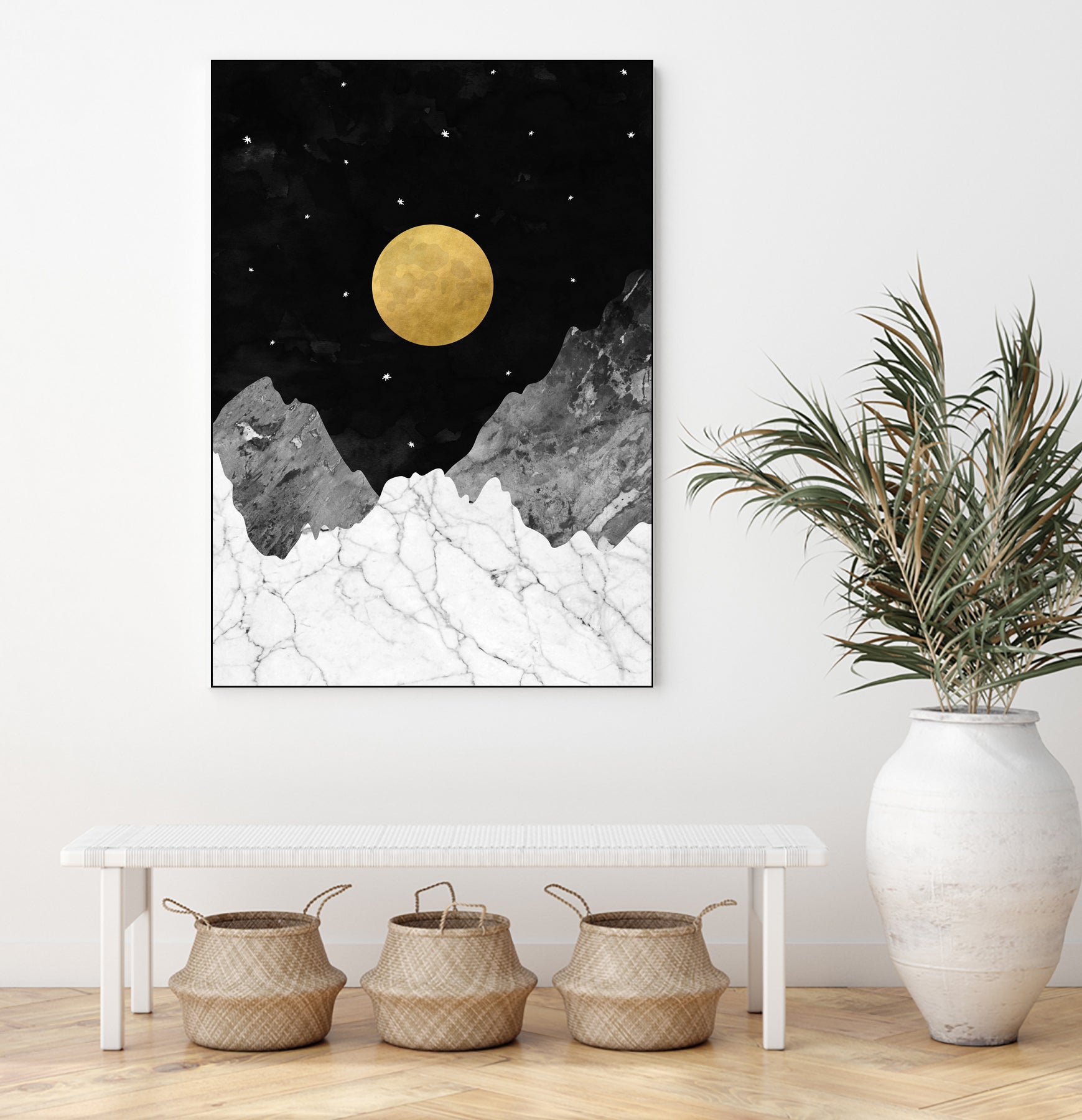 Moon and Stars by Christina Shek on GIANT ART - black digital drawing