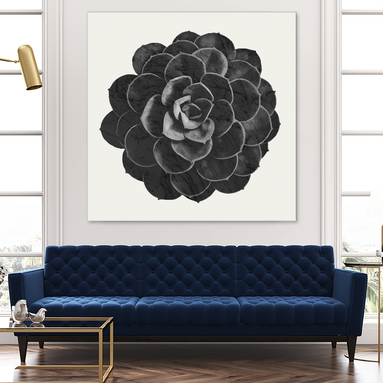 Black Marble Succulent Plant by amini 54 on GIANT ART - black digital painting