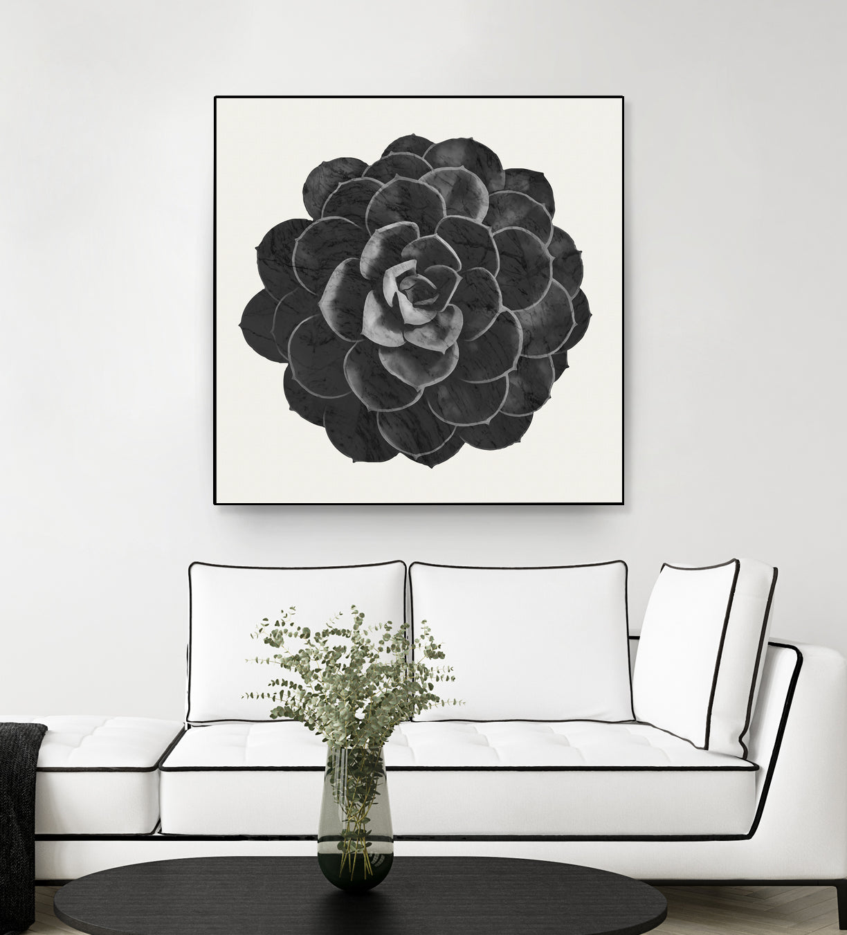 Black Marble Succulent Plant by amini 54 on GIANT ART - black digital painting