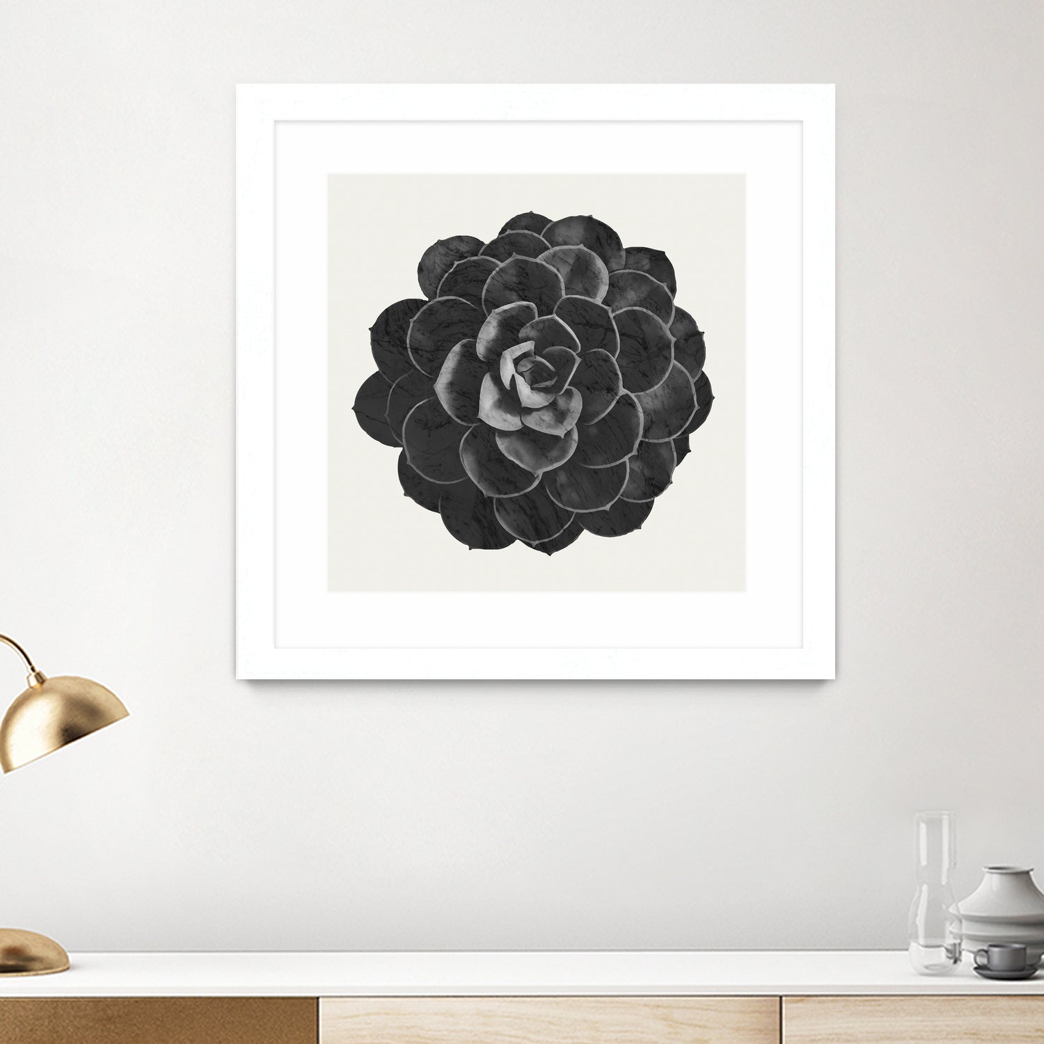 Black Marble Succulent Plant by amini 54 on GIANT ART - black digital painting