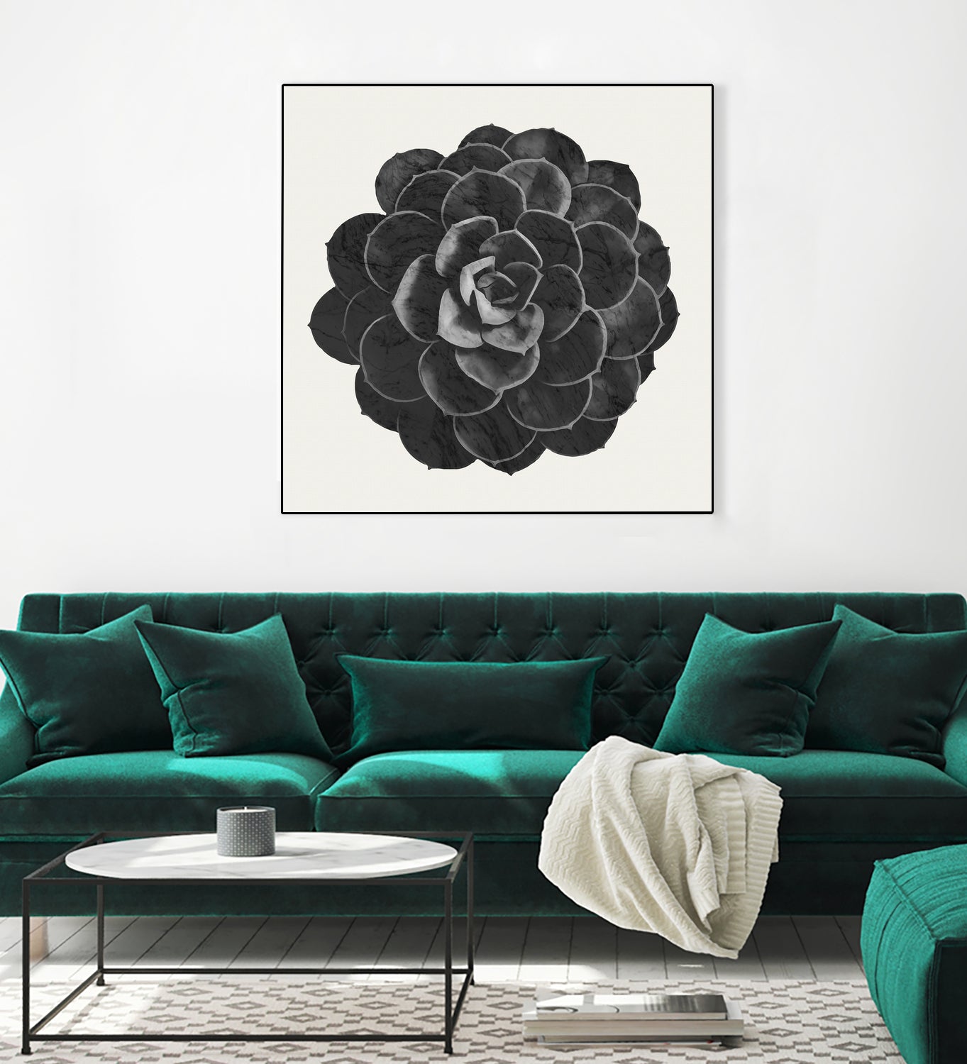 Black Marble Succulent Plant by amini 54 on GIANT ART - black digital painting