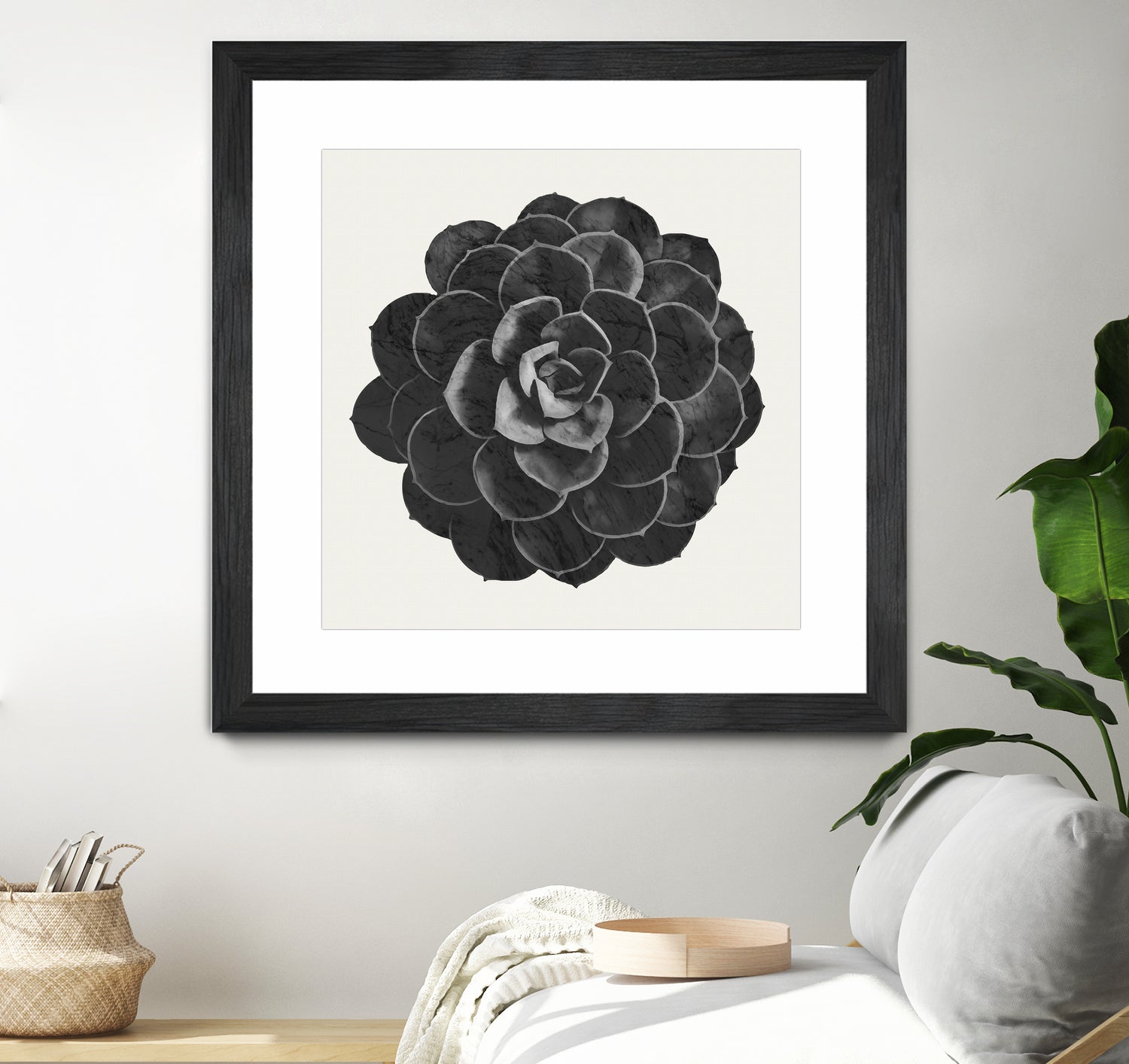 Black Marble Succulent Plant by amini 54 on GIANT ART - black digital painting