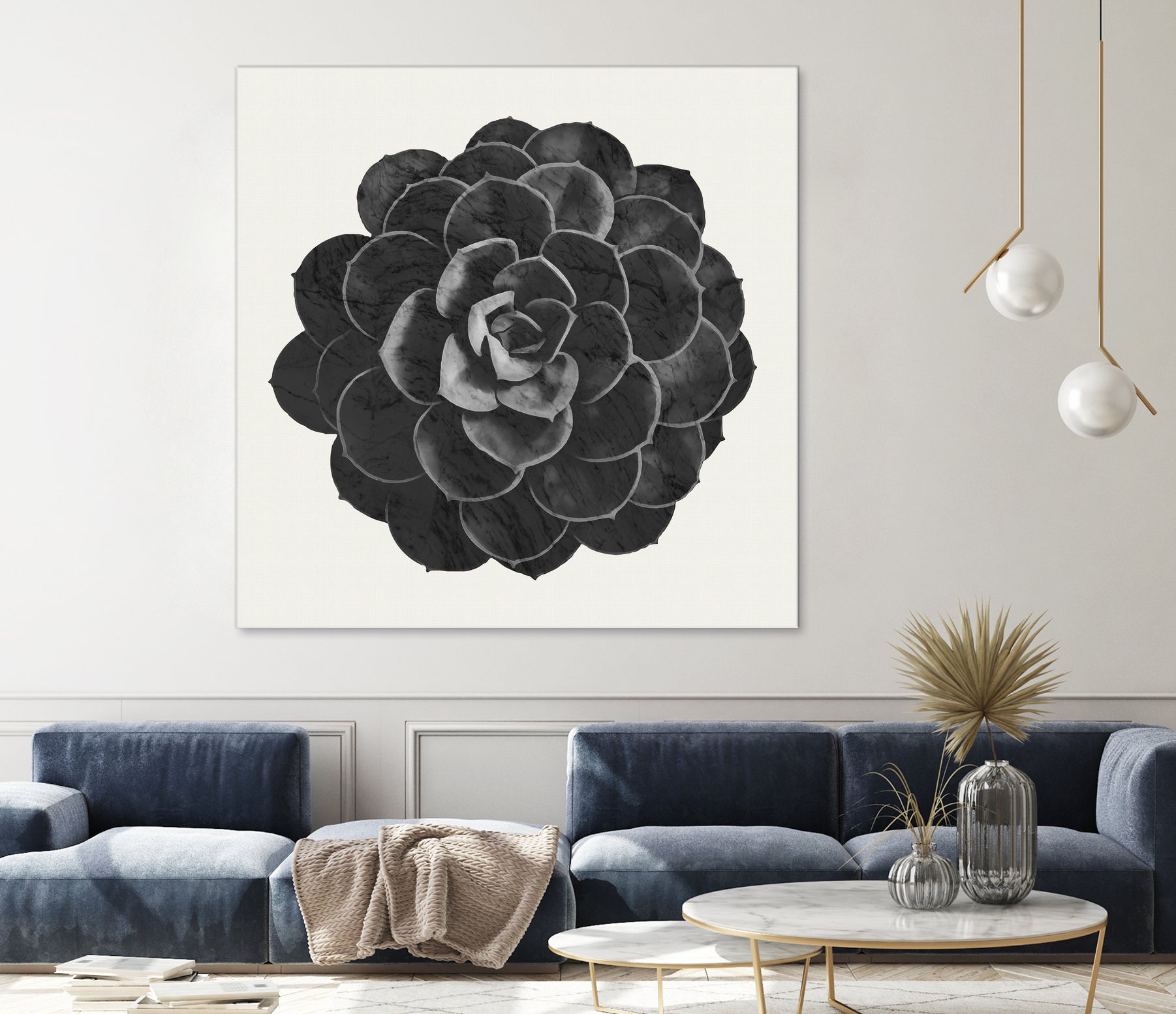 Black Marble Succulent Plant by amini 54 on GIANT ART - black digital painting