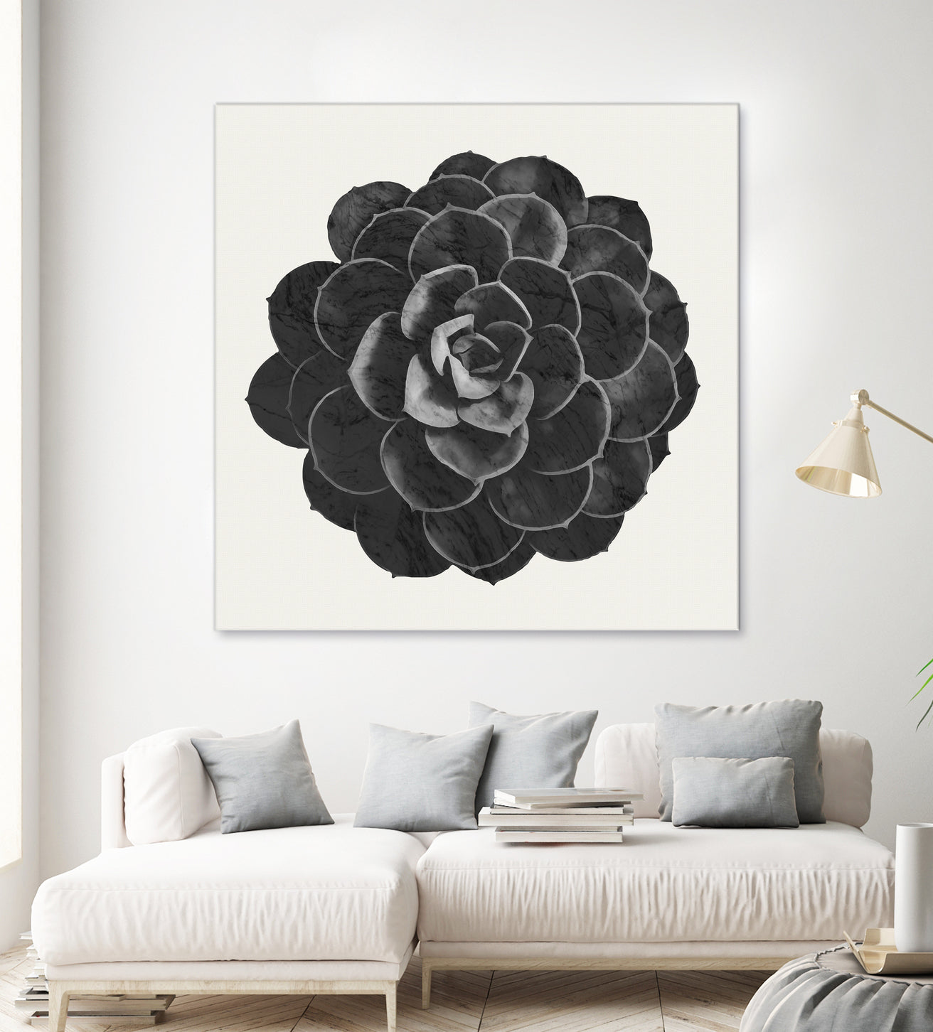 Black Marble Succulent Plant by amini 54 on GIANT ART - black digital painting