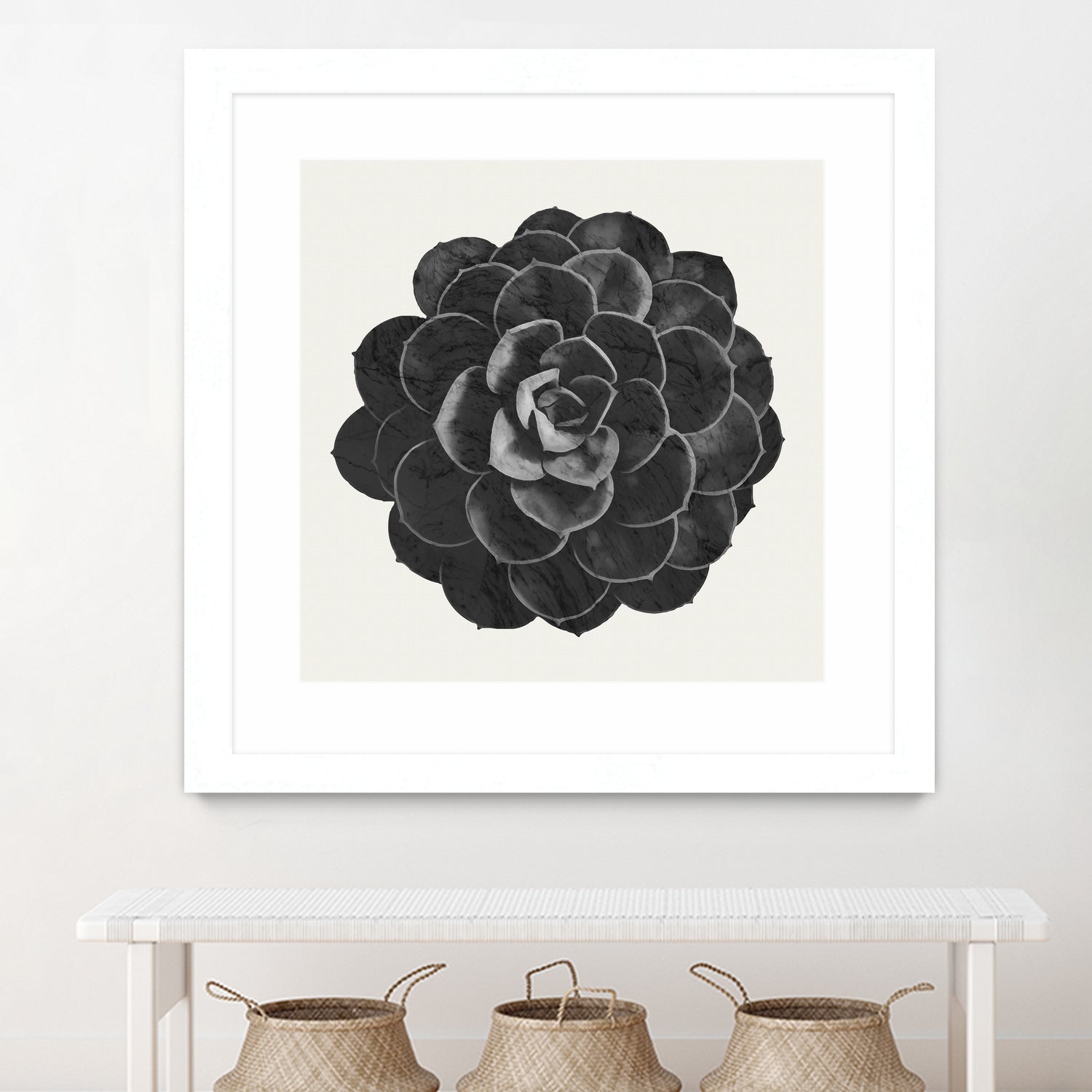 Black Marble Succulent Plant by amini 54 on GIANT ART - black digital painting