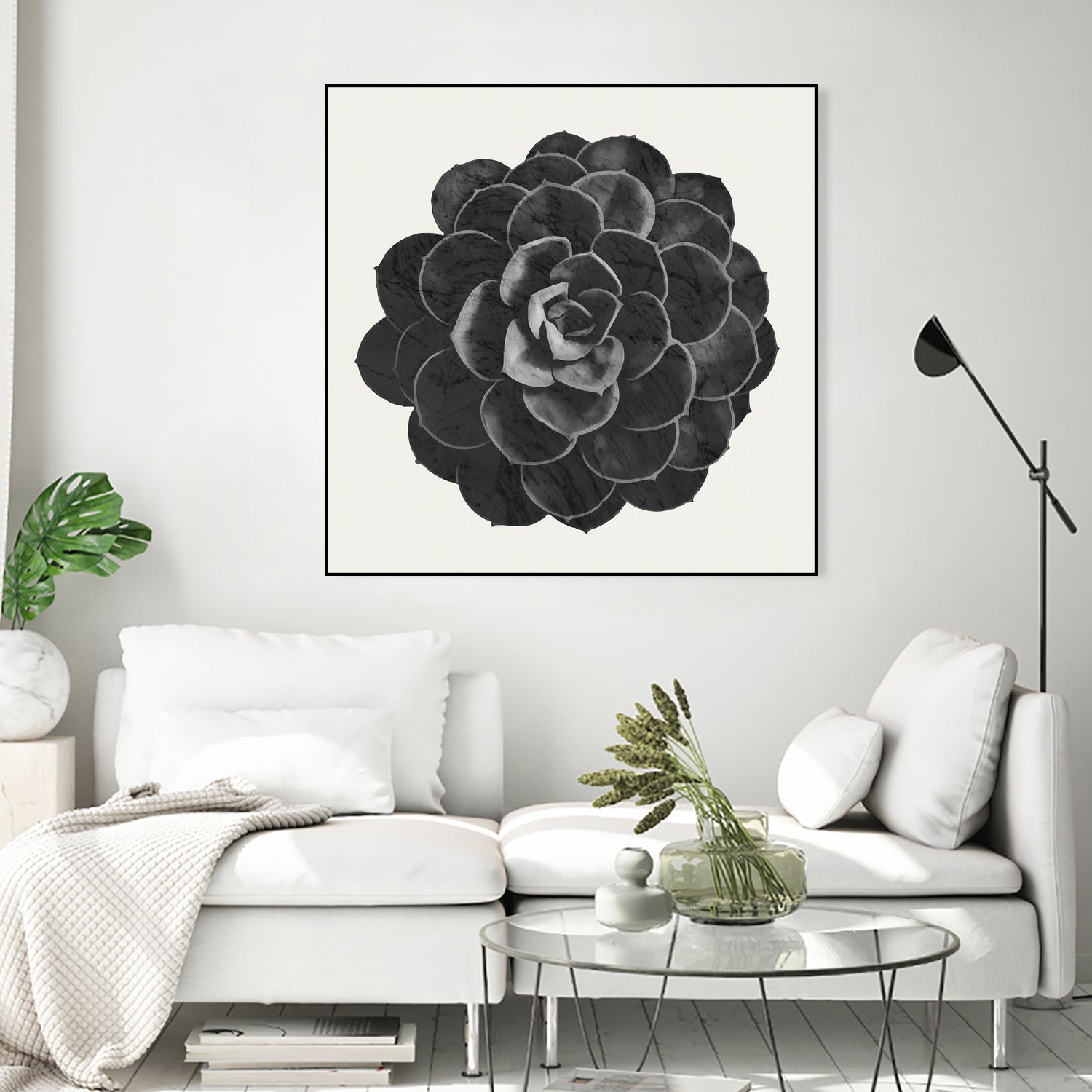 Black Marble Succulent Plant by amini 54 on GIANT ART - black digital painting