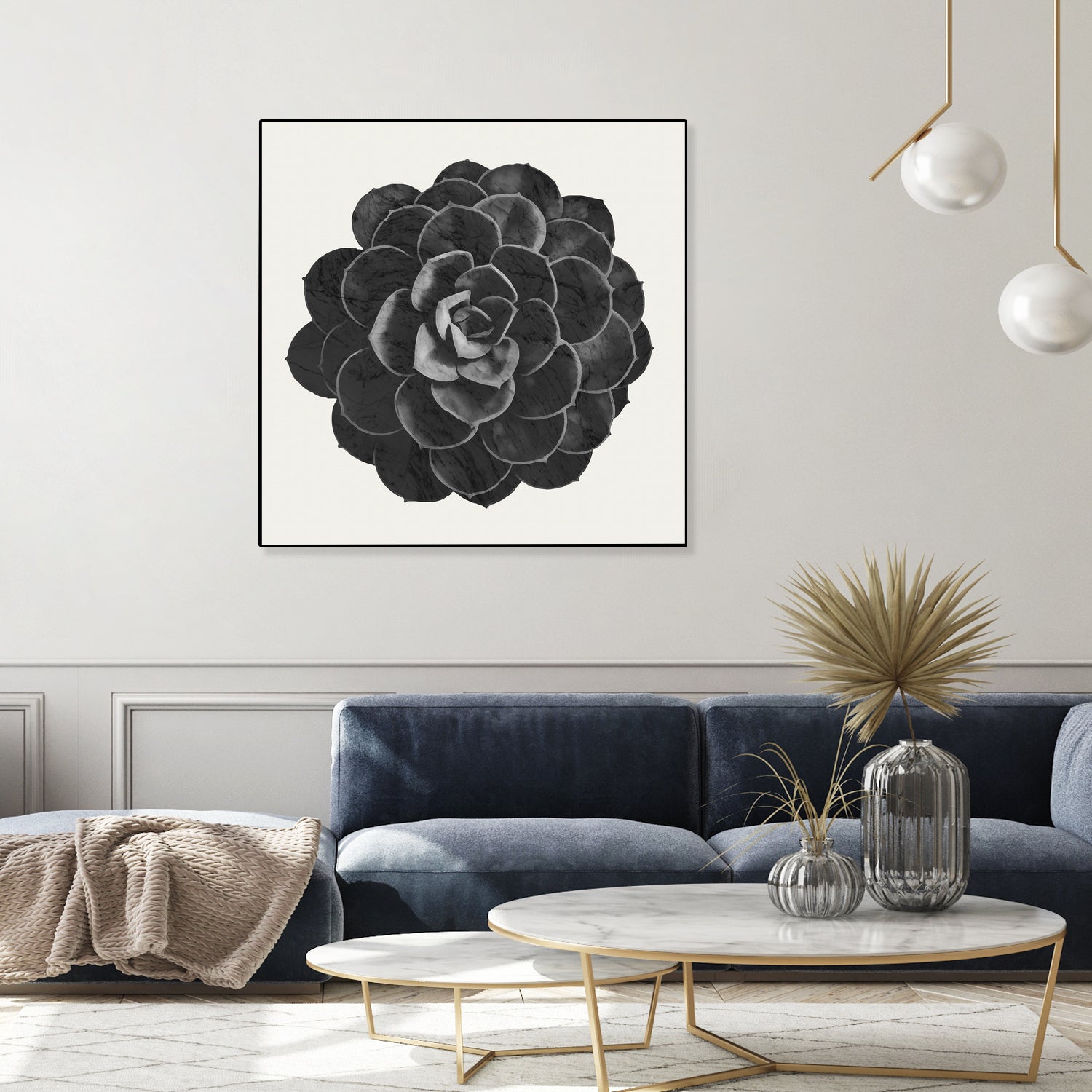 Black Marble Succulent Plant by amini 54 on GIANT ART - black digital painting