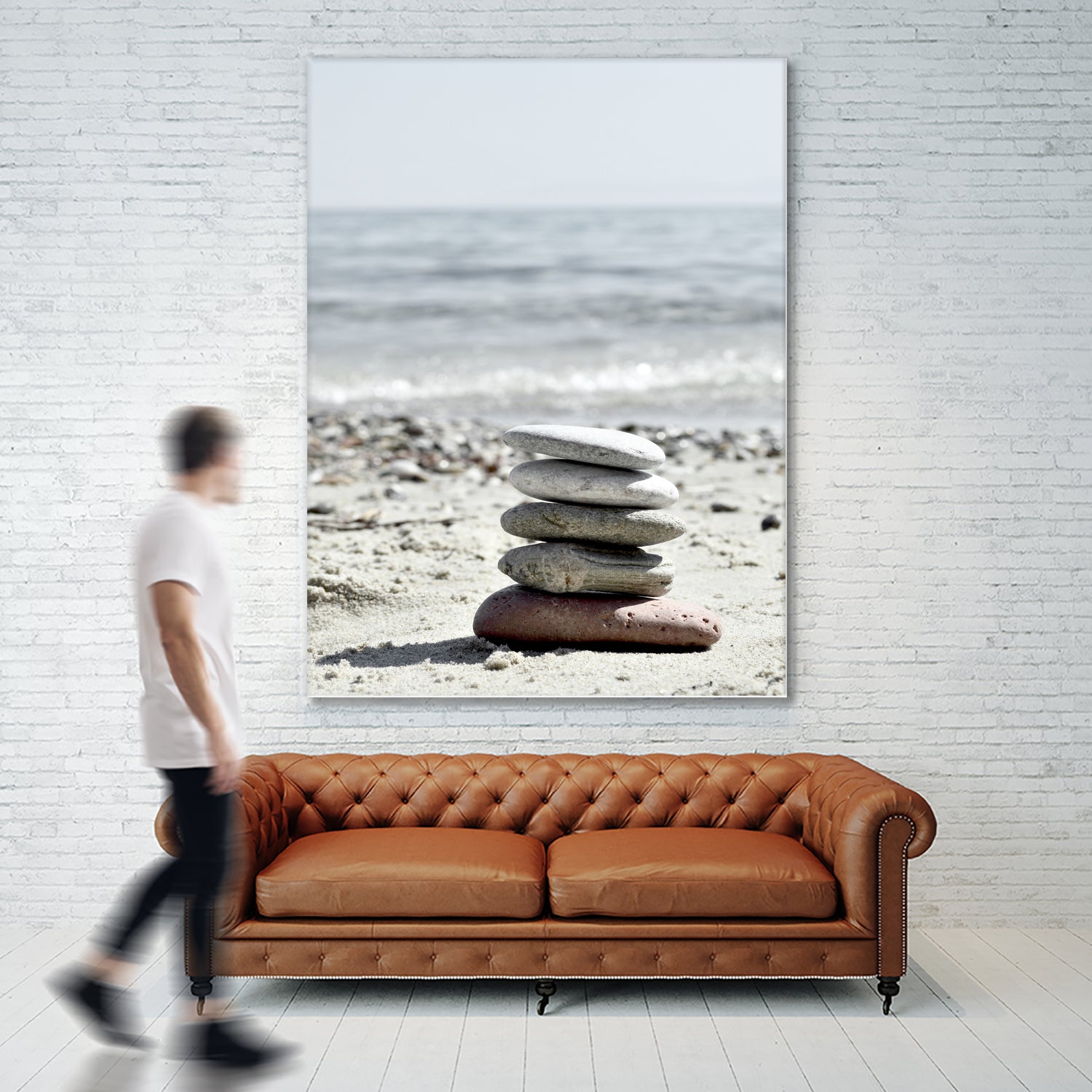 Pebble Balance On The Beach by IOANNA PAPANIKOLAOU on GIANT ART - gray photo illustration