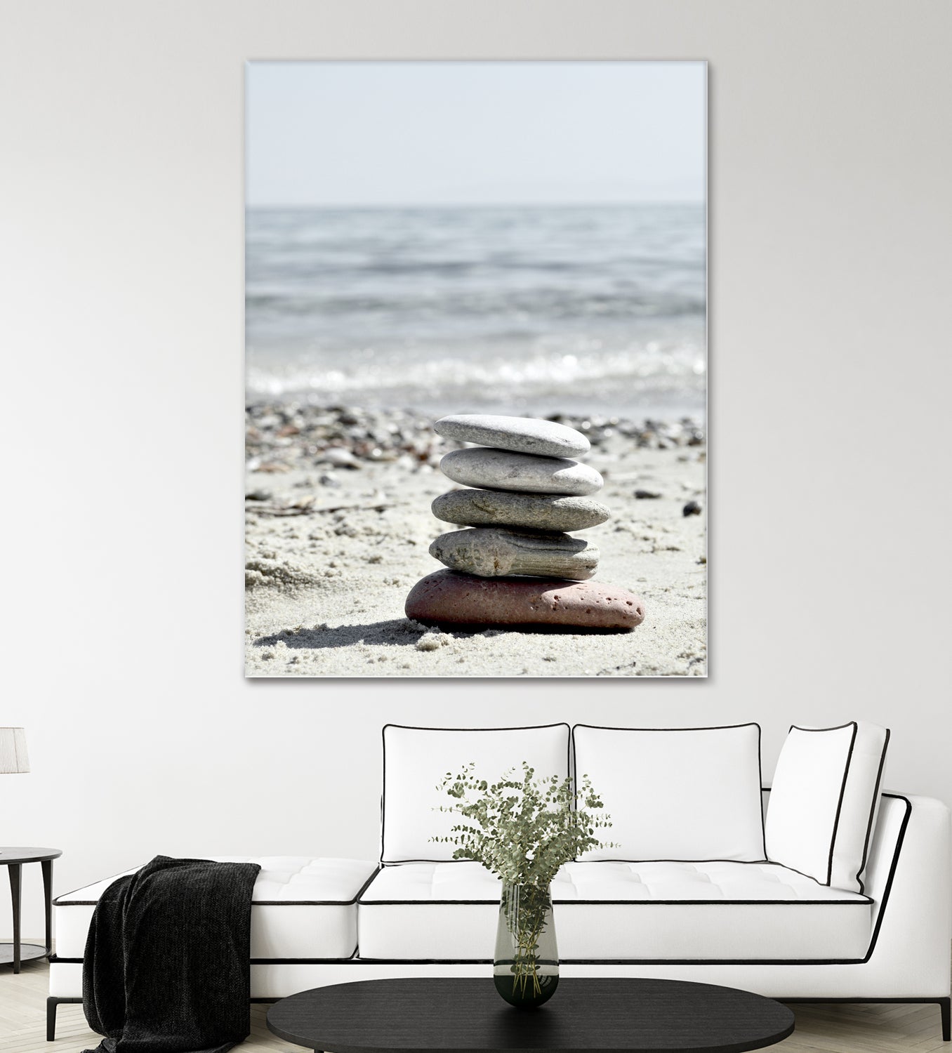 Pebble Balance On The Beach by IOANNA PAPANIKOLAOU on GIANT ART - gray photo illustration