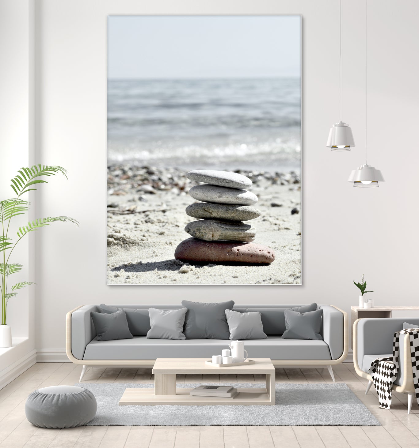 Pebble Balance On The Beach by IOANNA PAPANIKOLAOU on GIANT ART - gray photo illustration