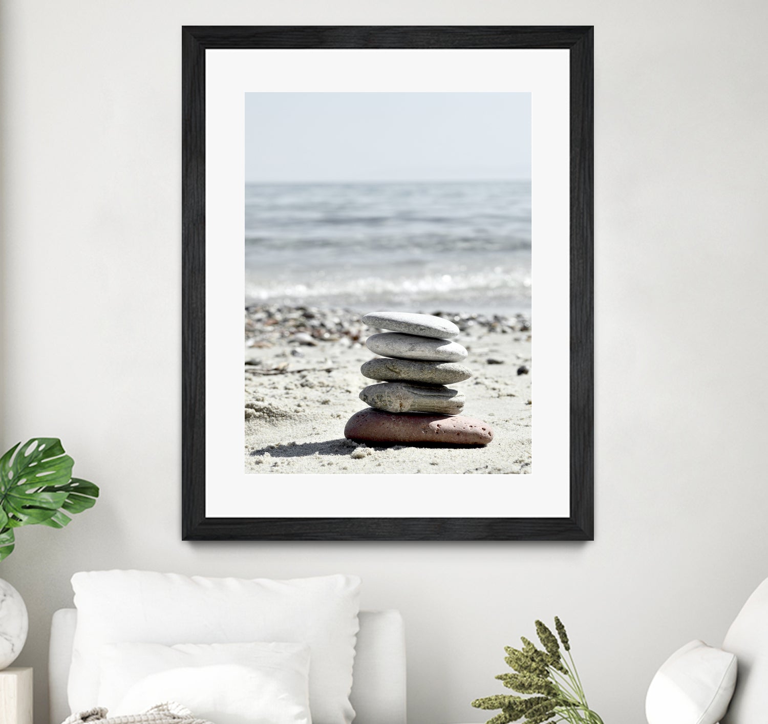 Pebble Balance On The Beach by IOANNA PAPANIKOLAOU on GIANT ART - gray photo illustration